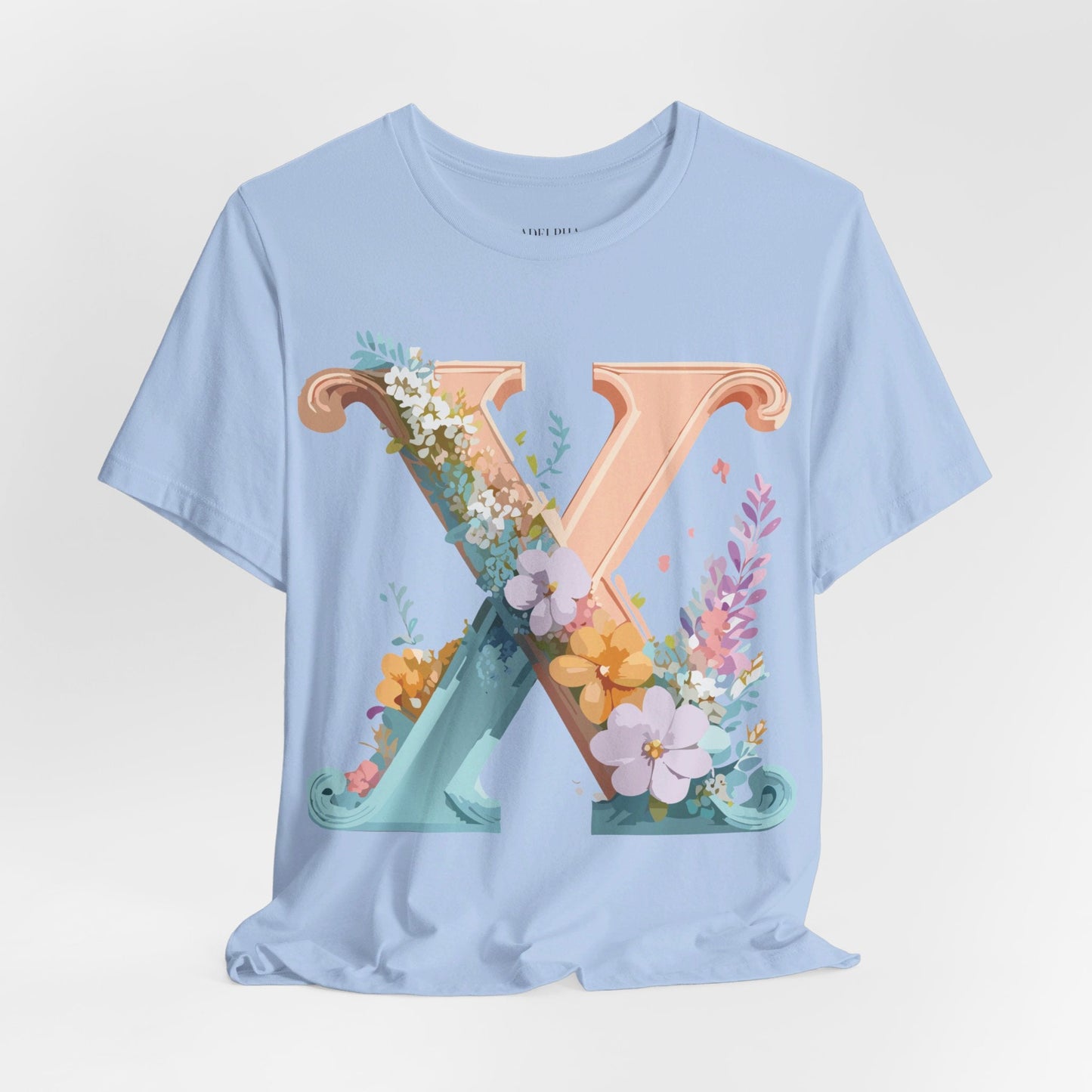 Letter X Shirt Unisex Jersey Graphic Tee By Adelpha With Vintage Inspired Artwork Short Sleeve