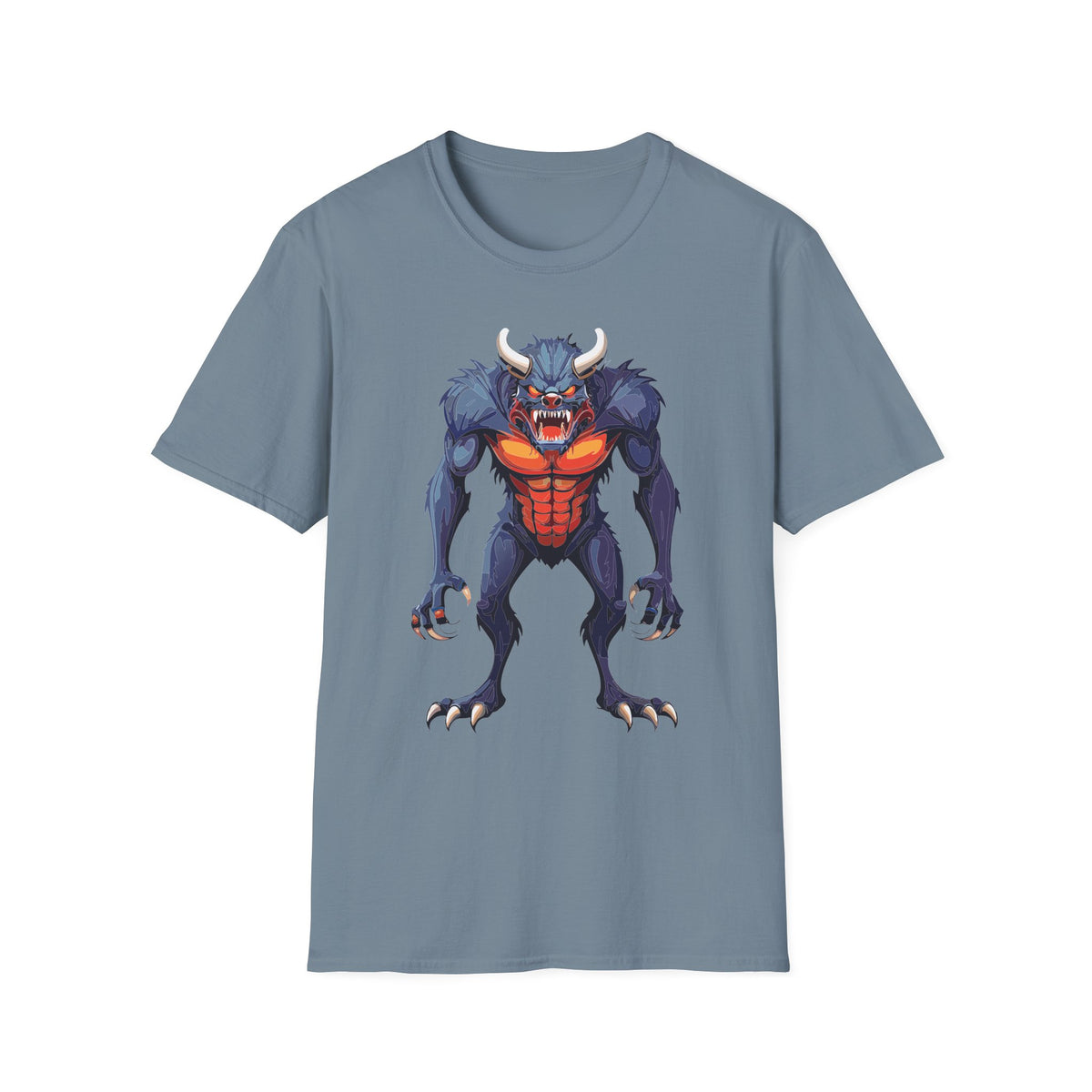 Werewolf Monster T-Shirt — Fierce Halloween Creature Cartoon Graphic Tee Unisex 100 Cotton Gildan T-Shirt