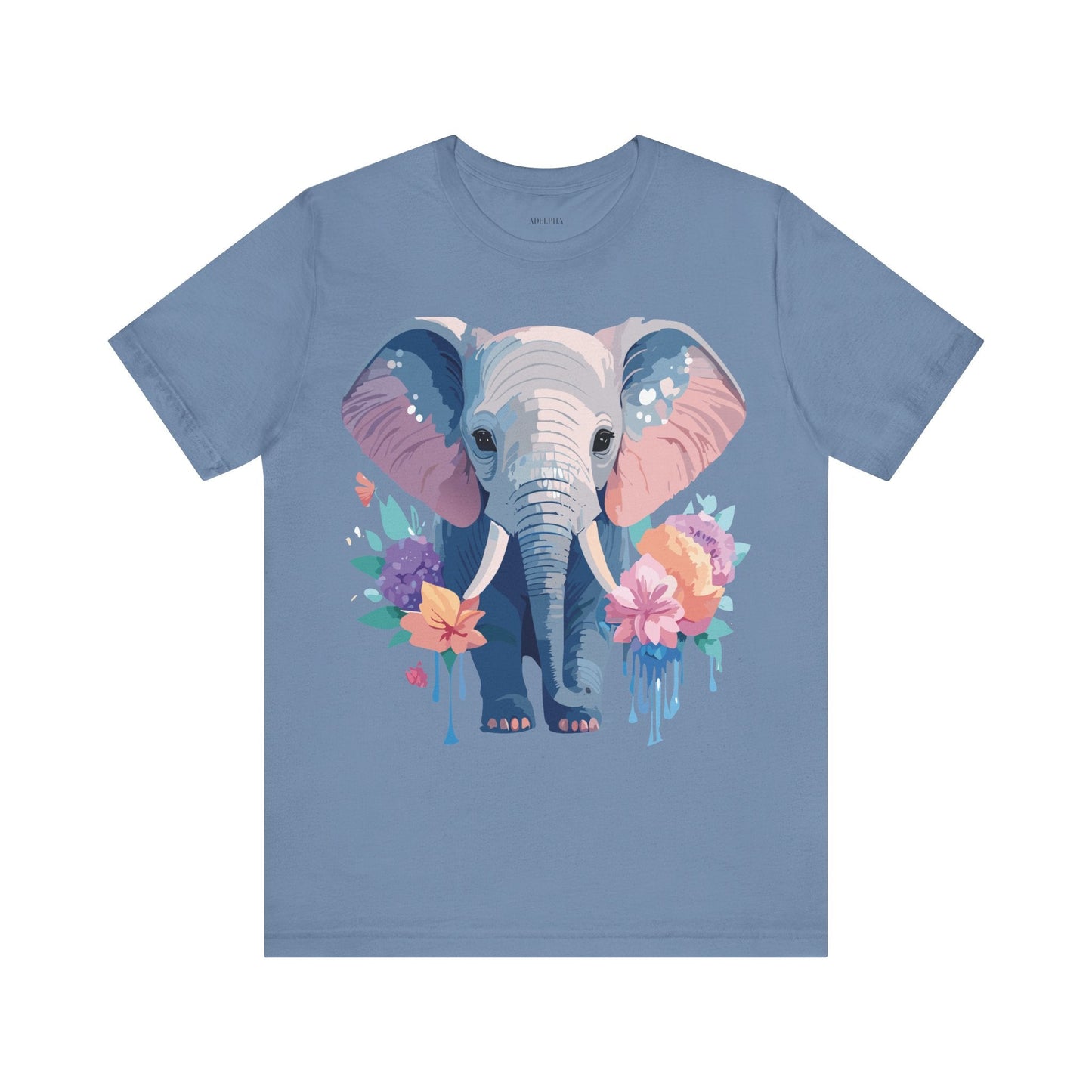 Elephant Graphic T Shirt Unisex Vintage Art Design Tee by Adelpha Short Sleeve Premium