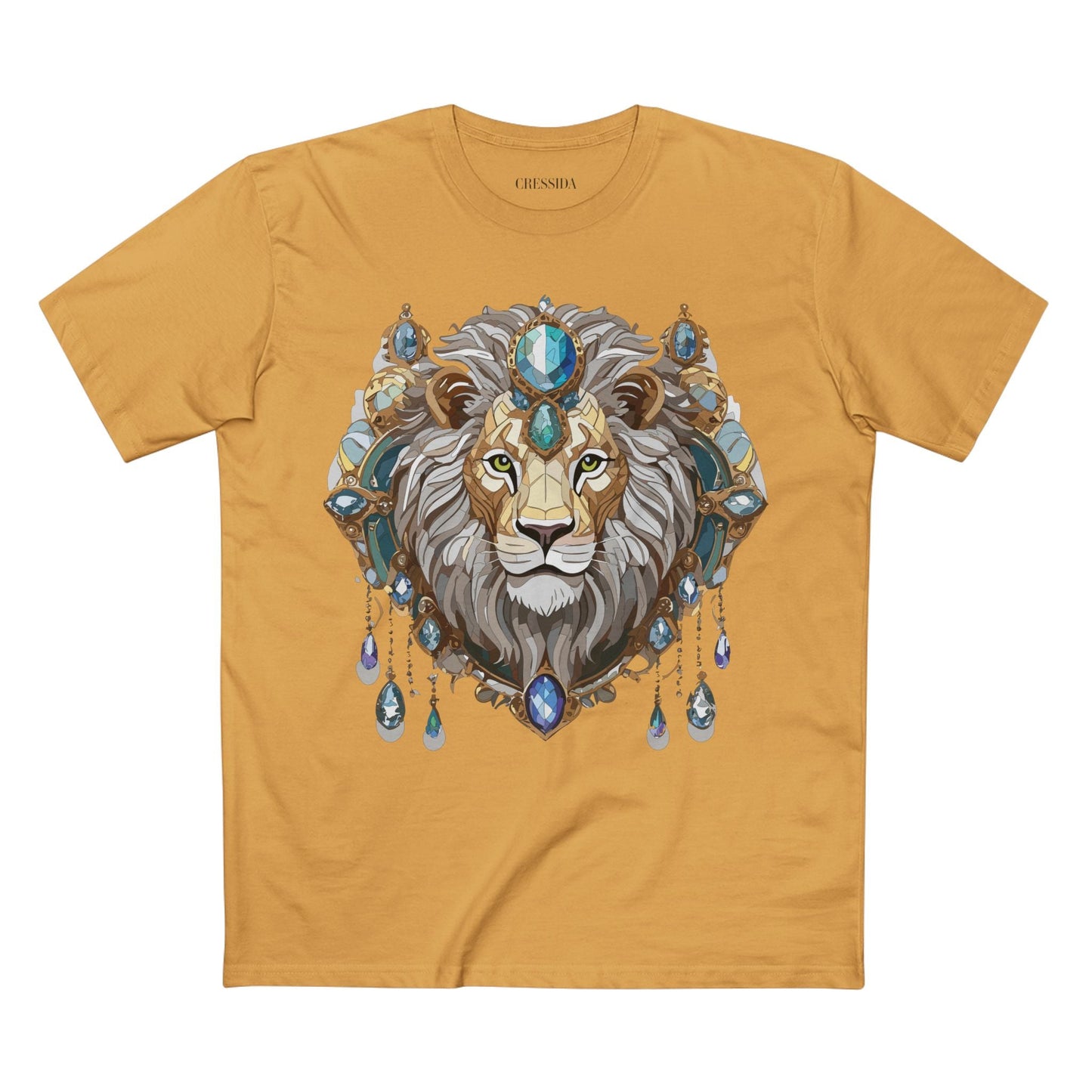 Lion Graphic Unisex 100 Cotton Tee With Unique Animal Golden Medallion Art Design 61