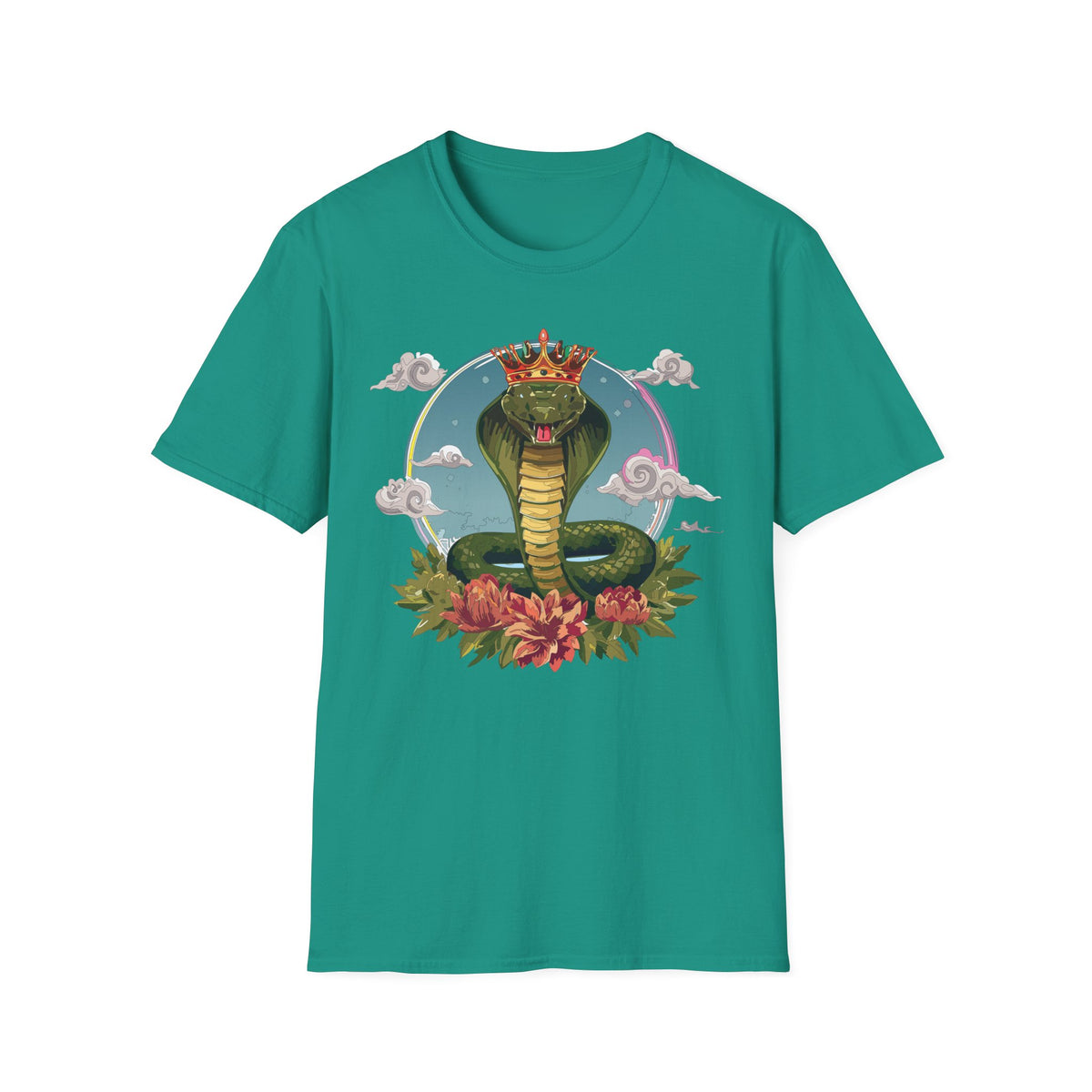Crowned King Cobra T-Shirt | Snake Illustration, Regal Reptile Art