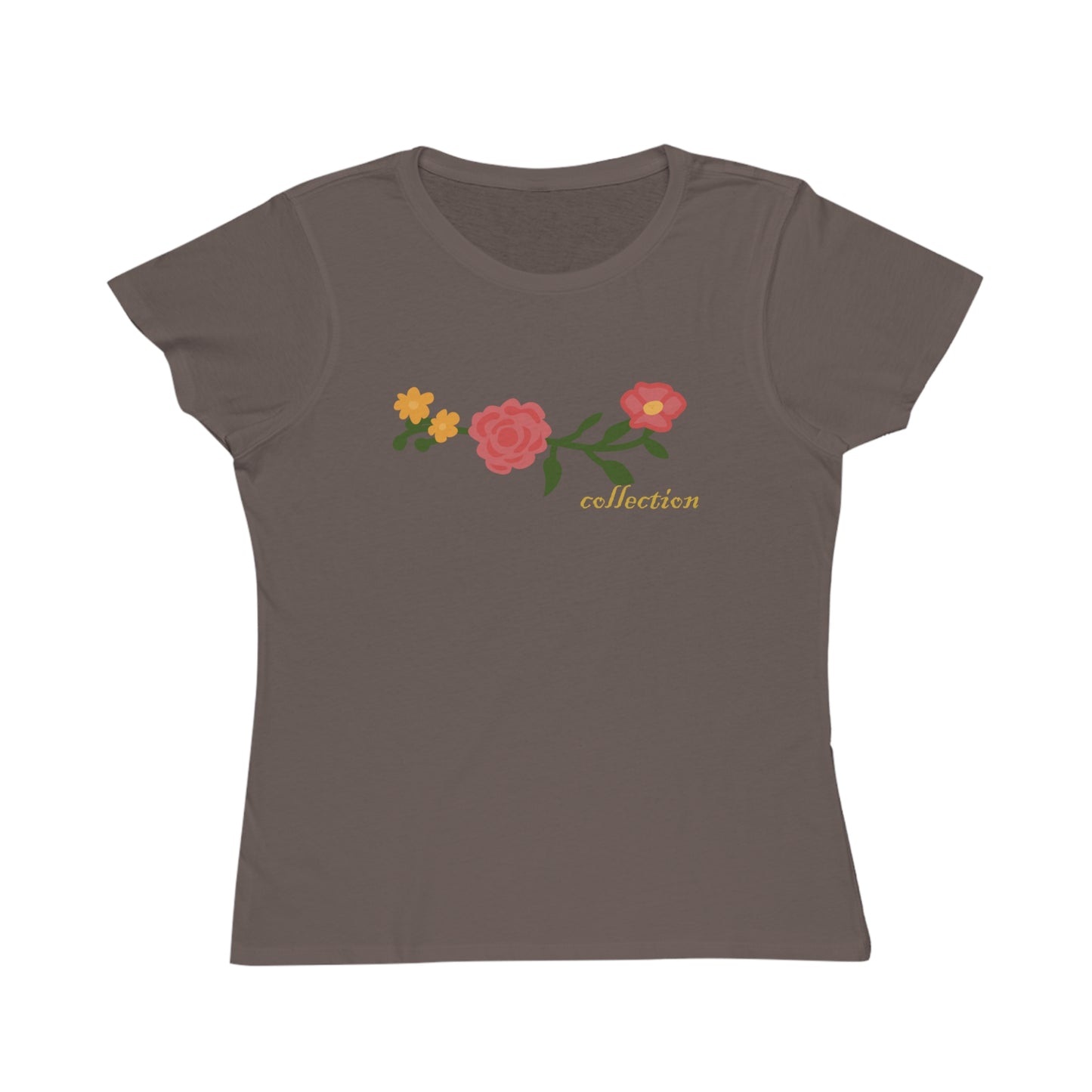 Camiseta de mujer de algodón orgánico con estampado floral