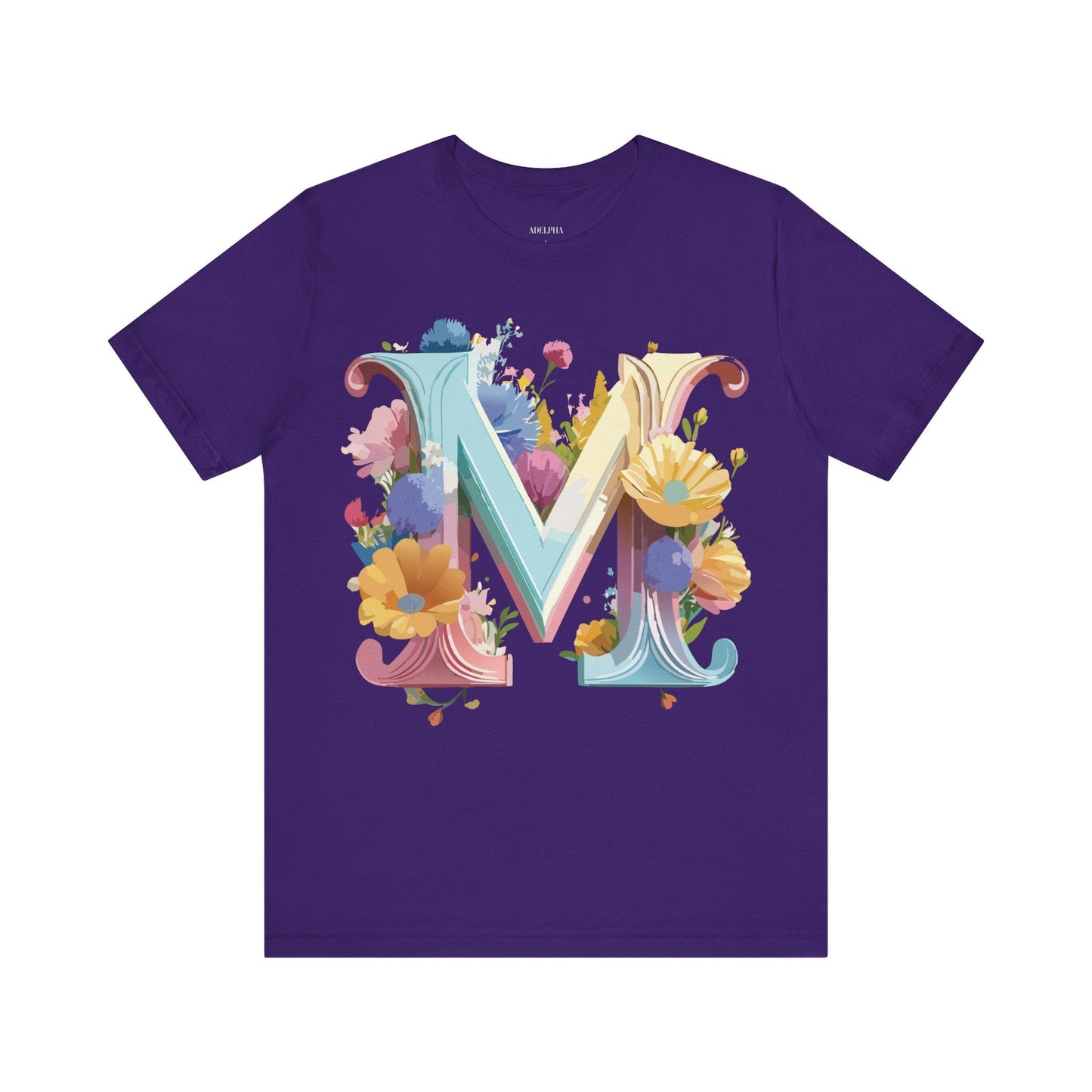 Letter M Shirt Unisex Graphic Tee Vintage Inspired Artwork Adelpha Short Sleeve Collection