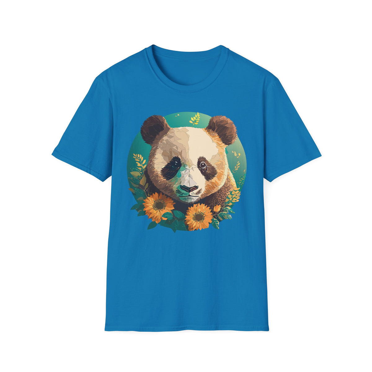 Panda Face with Sunflowers T-Shirt | Cute Floral Bear Graphic
