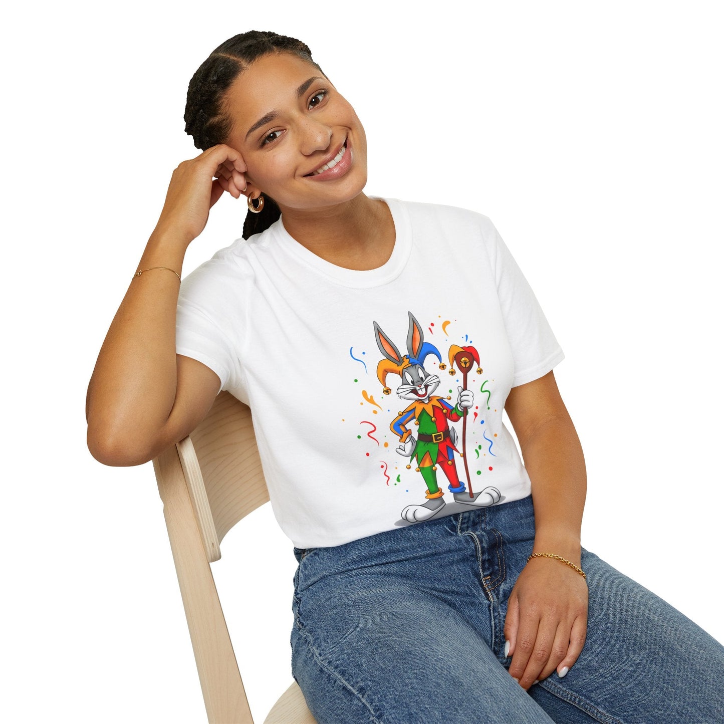 Cartoon Bunny Graphic Unisex Cotton Animal Animation Artwork Design Tee 22