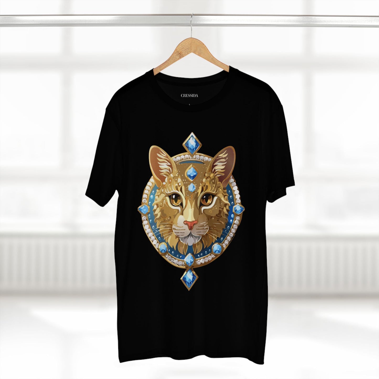 Cat Graphic Unisex 100 Cotton Tee With Unique Animal Golden Medallion Art Design 10