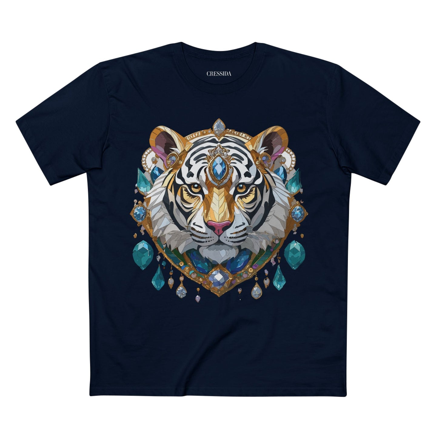 Tiger Graphic Unisex 100 Cotton Tee With Unique Animal Golden Medallion Art Design 53