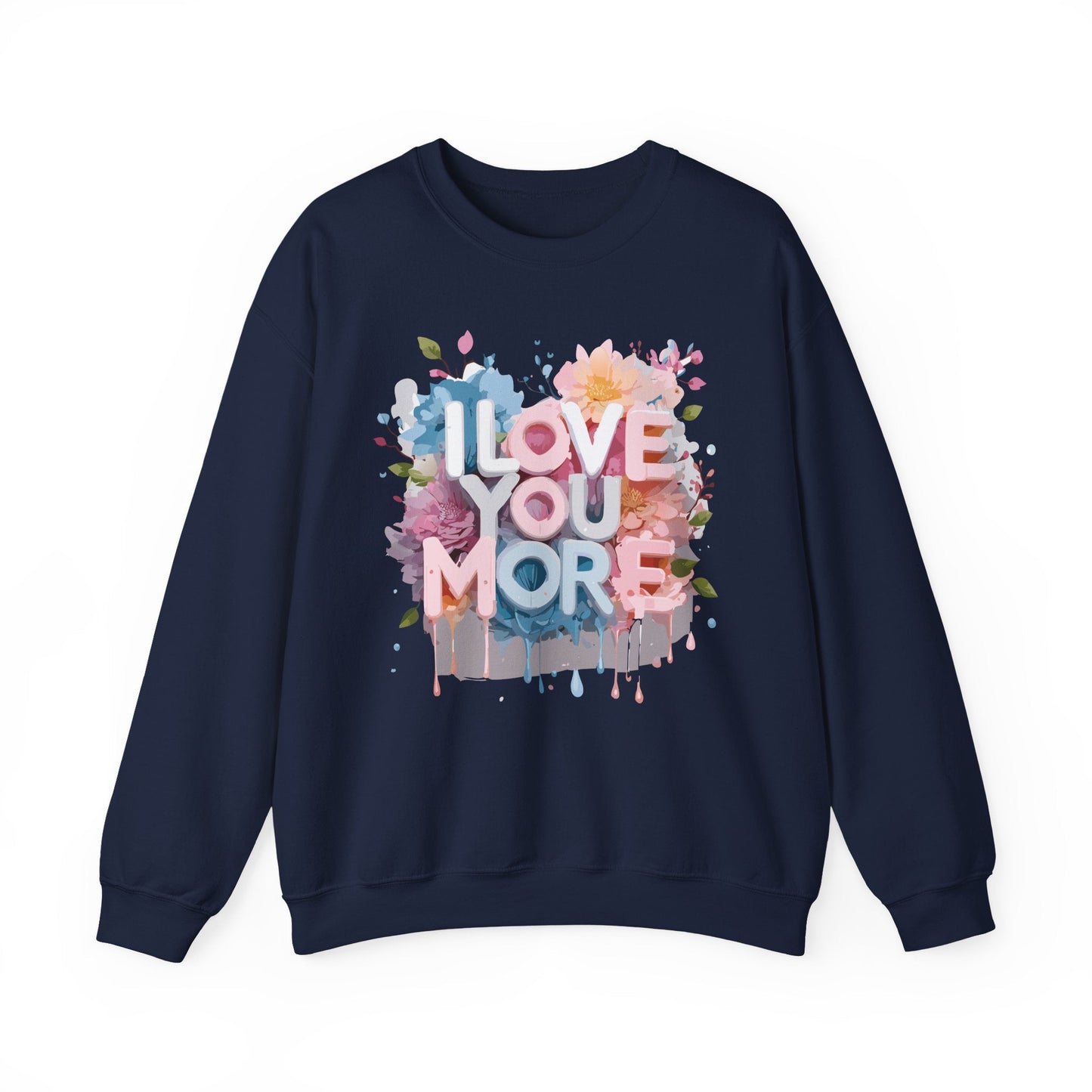 Floral Love Sweatshirt Unisex Heavy Blend Crewneck Valentines Day 50 50 Cotton Polyester Gildan 18000