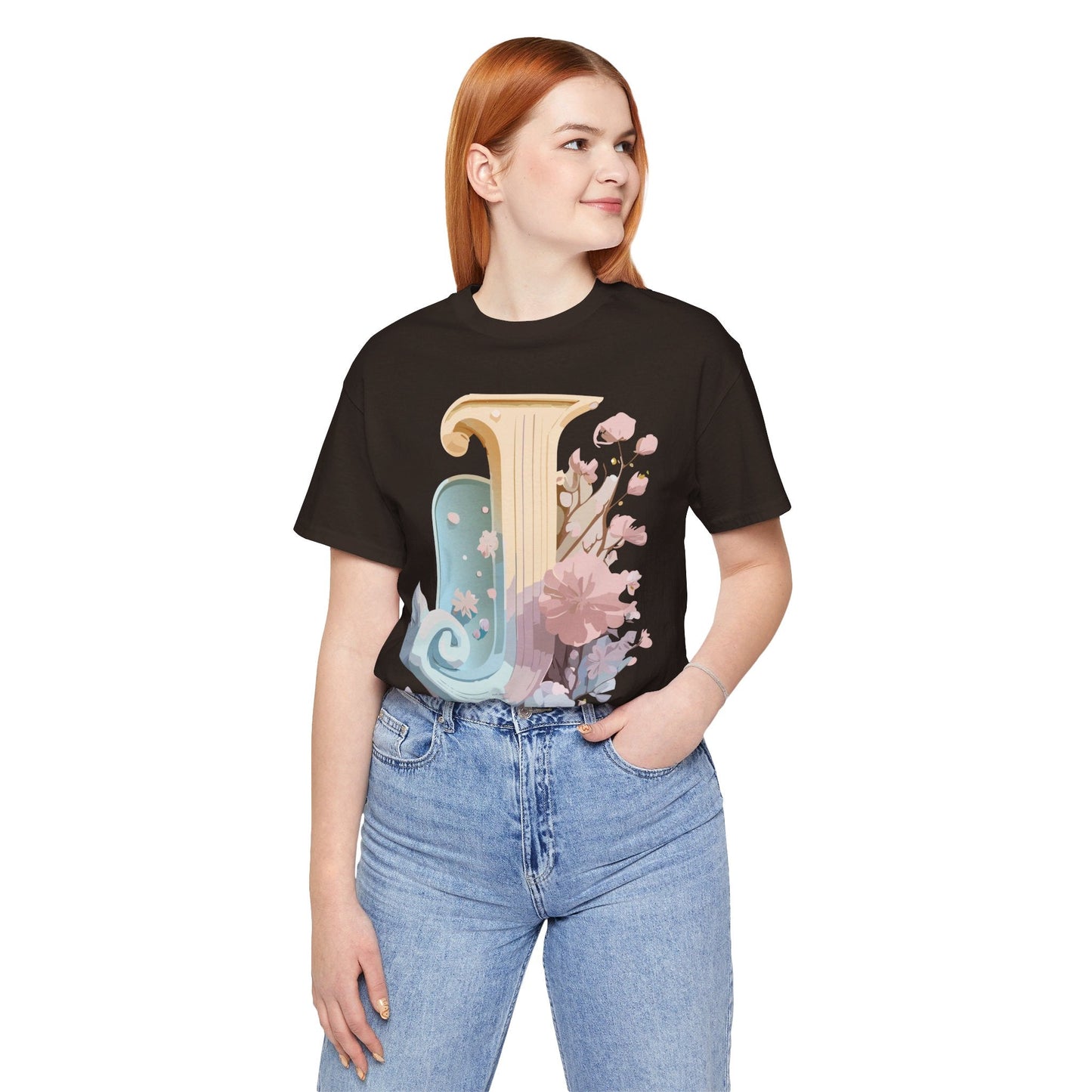 Adelpha Letter J Shirt Unisex Graphic Tee Vintage Inspired Art Design Short Sleeve