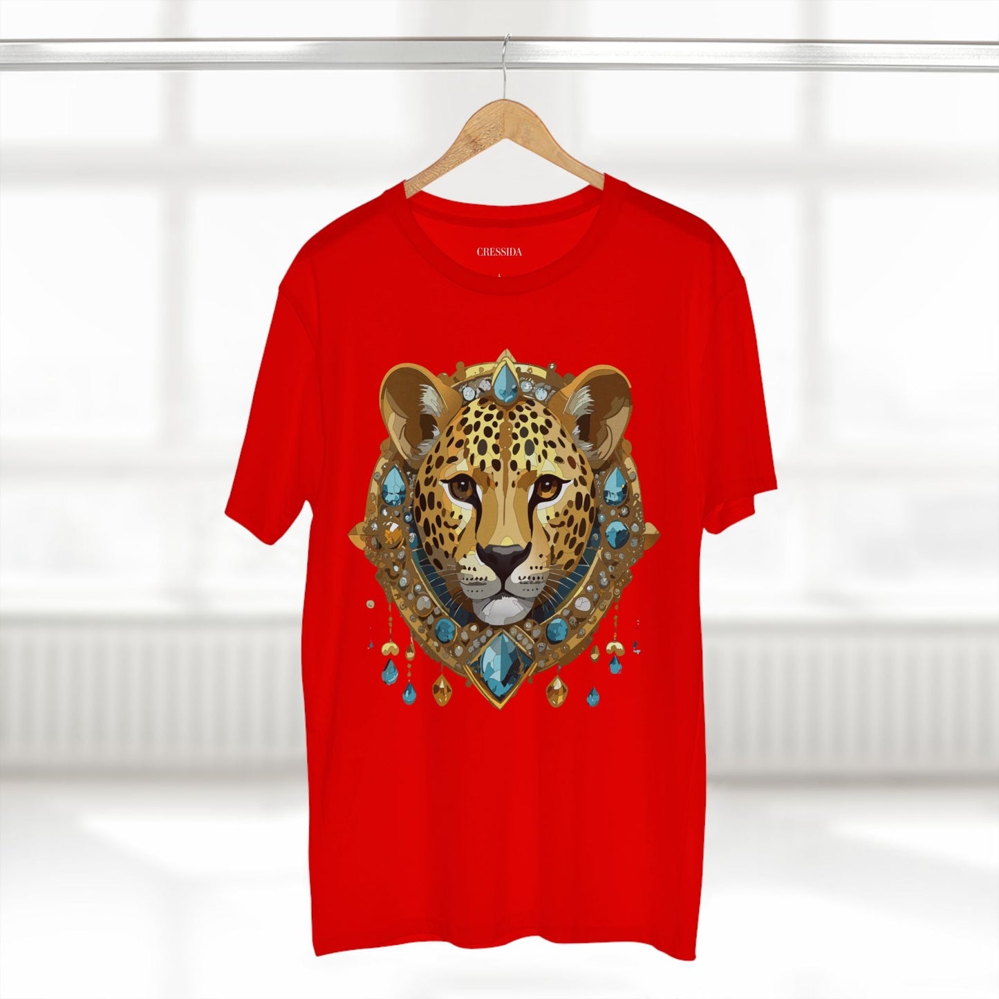 Cheetah Graphic Unisex 100 Cotton Tee With Unique Animal Golden Medallion Art Design 44