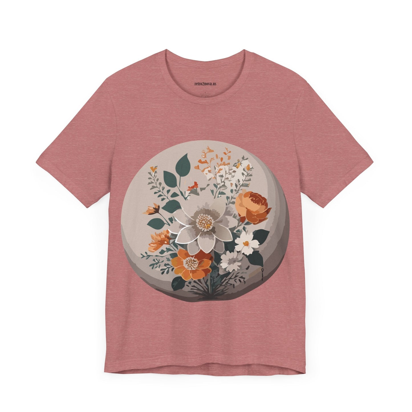 Retro2Nova Floral Shirt Unisex Short Sleeve Tee Lightweight Breathable Cotton Blend Jersey
