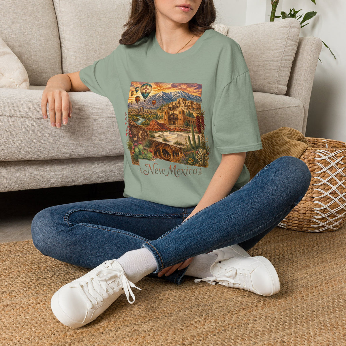 New Mexico State Travel Tourist Graphic Design Unisex 100 Cotton Gildan T-Shirt