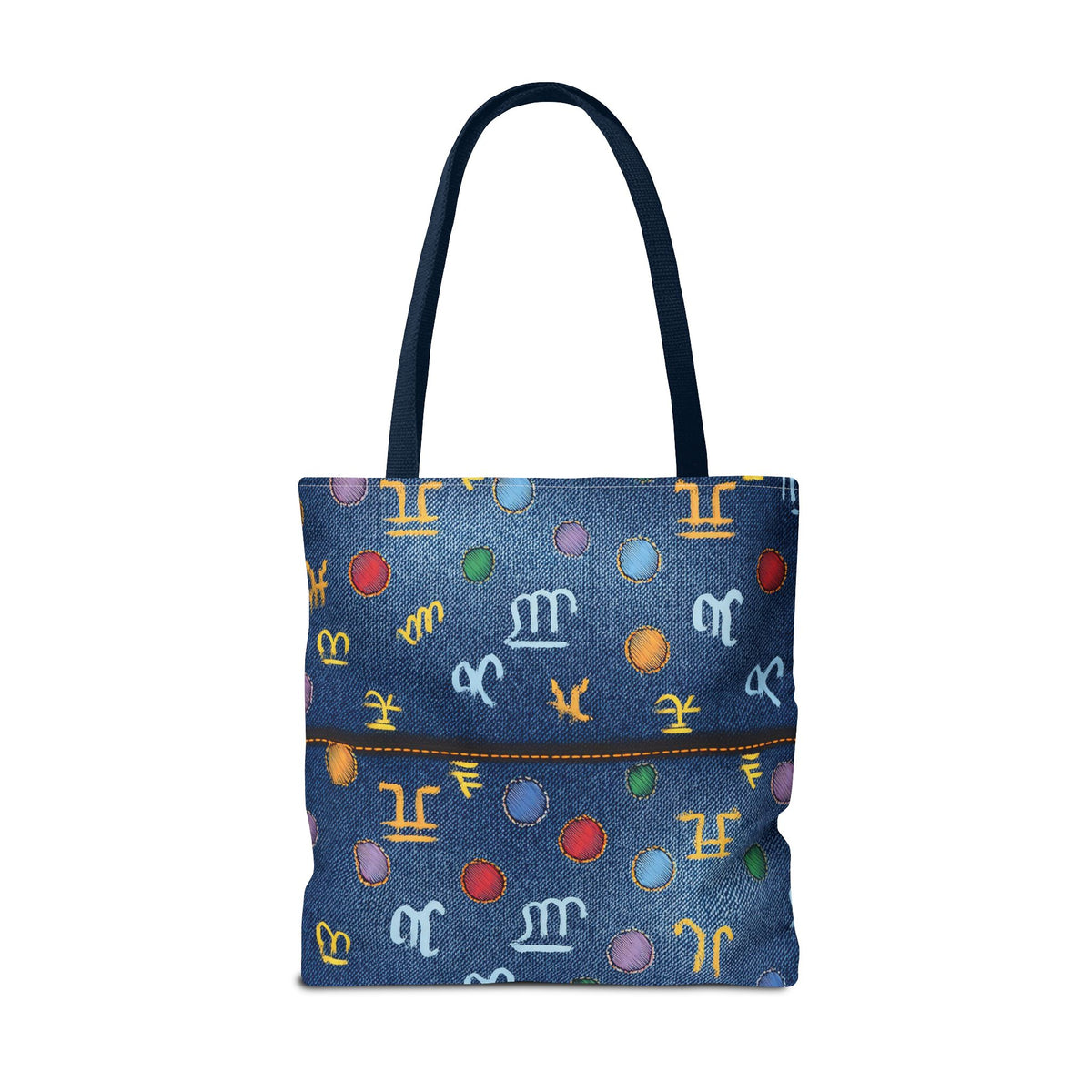 Denim Fabric Imitation Print Unisex Canvas Bag Poly Spun 3 Sizes Tote Bag 184-4