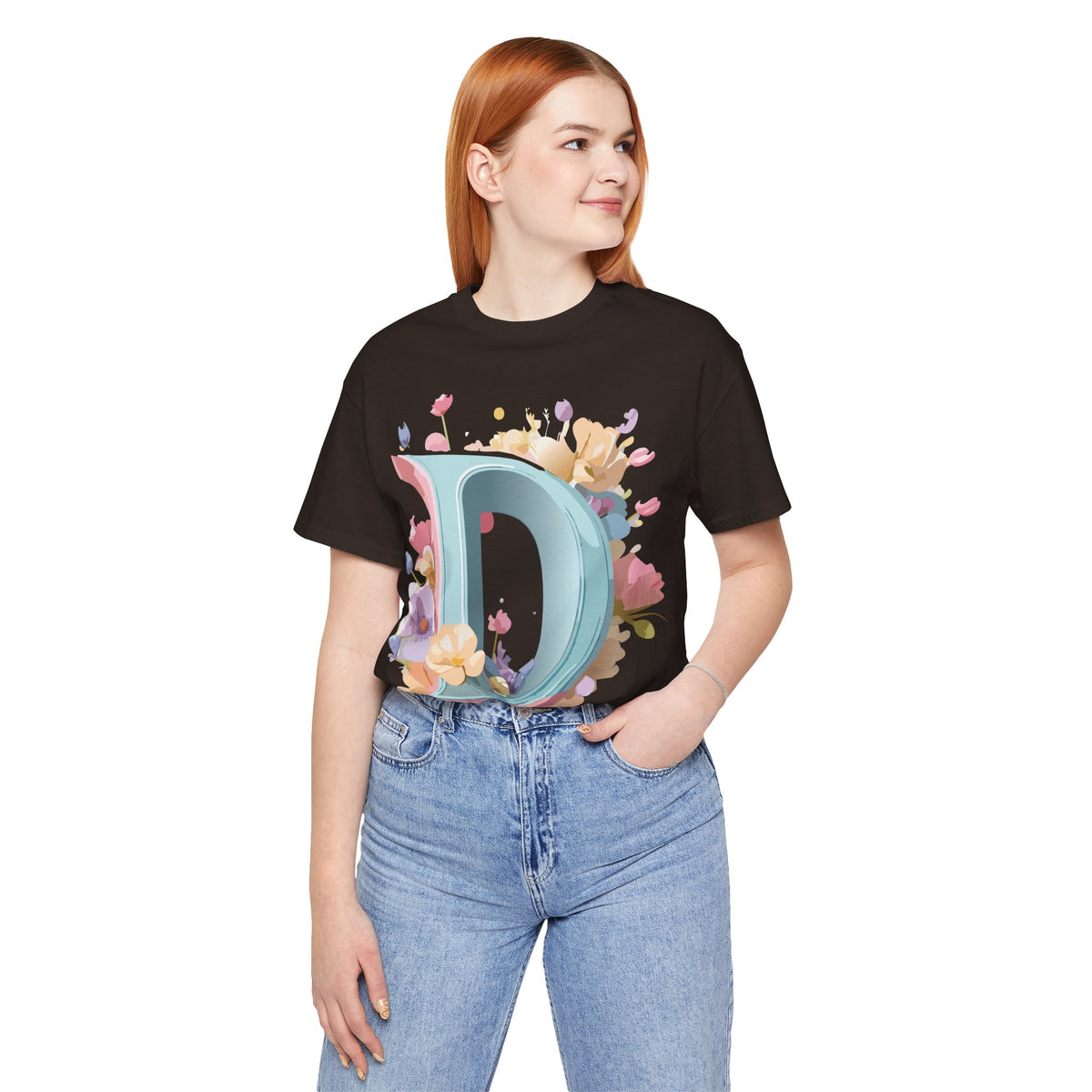 Letter D Graphic Unisex Cotton Bella+Canvas Tee with Art Letter Design