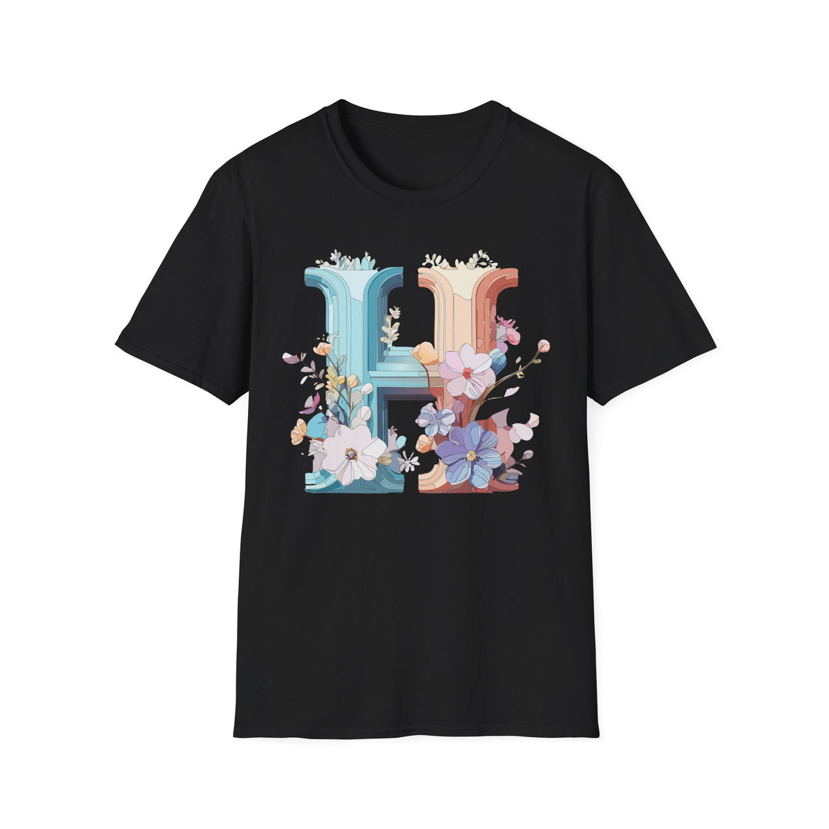 Floral Letter H T-Shirt | Botanical Monogram Tee