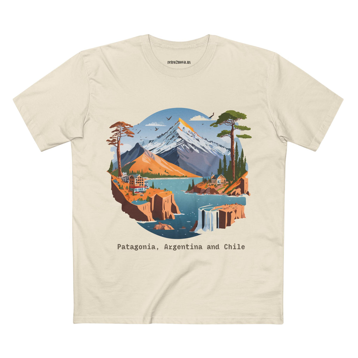Patagonia Argentina and Chile Tee | Mountain Landscape, Waterfall, Lakeside Scene
