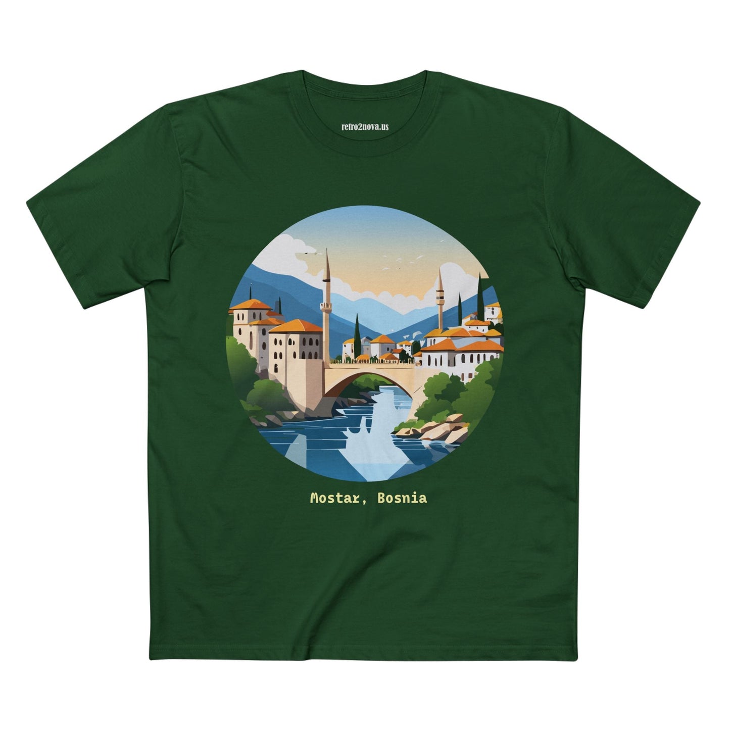 Unisex Travel Shirt Bosnia Edition Tee With Original Art Design By Retro2Nova Premium Cotton