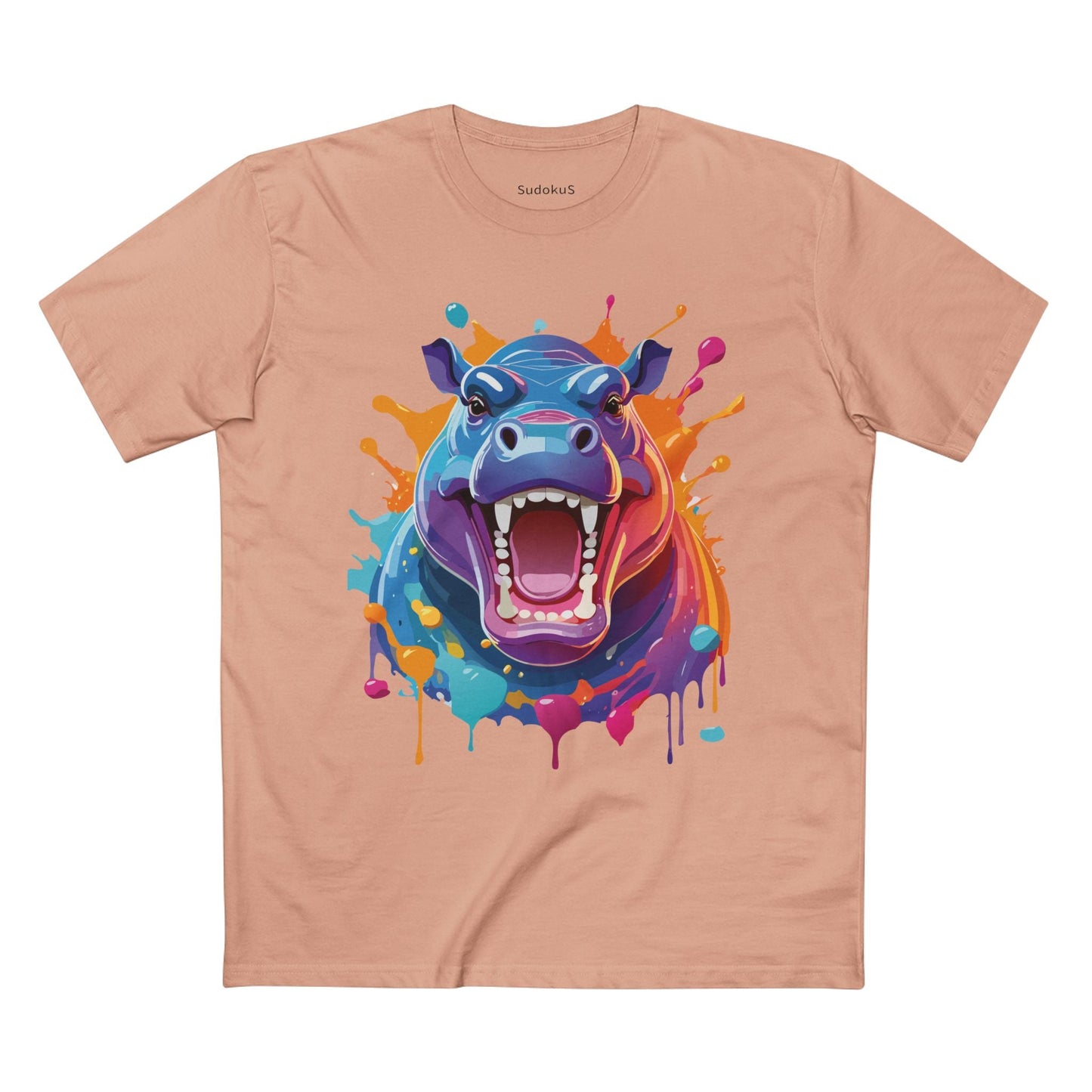 Hippo Graphic Unisex 100 Cotton Staple Tee with Animal Design Artwork 4