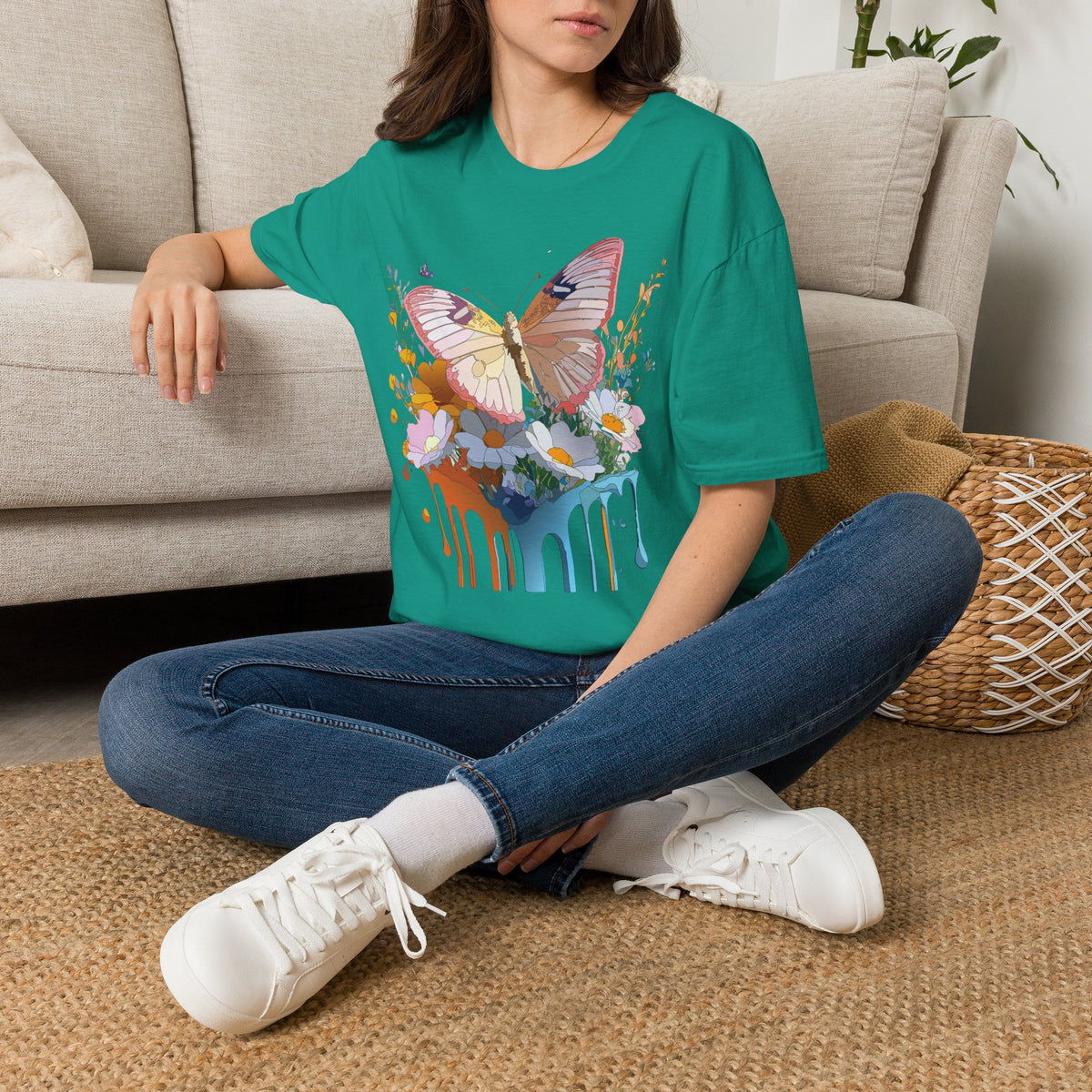 Butterfly Floral Drip Graphic Tee Unisex 100 Cotton Gildan T-Shirt
