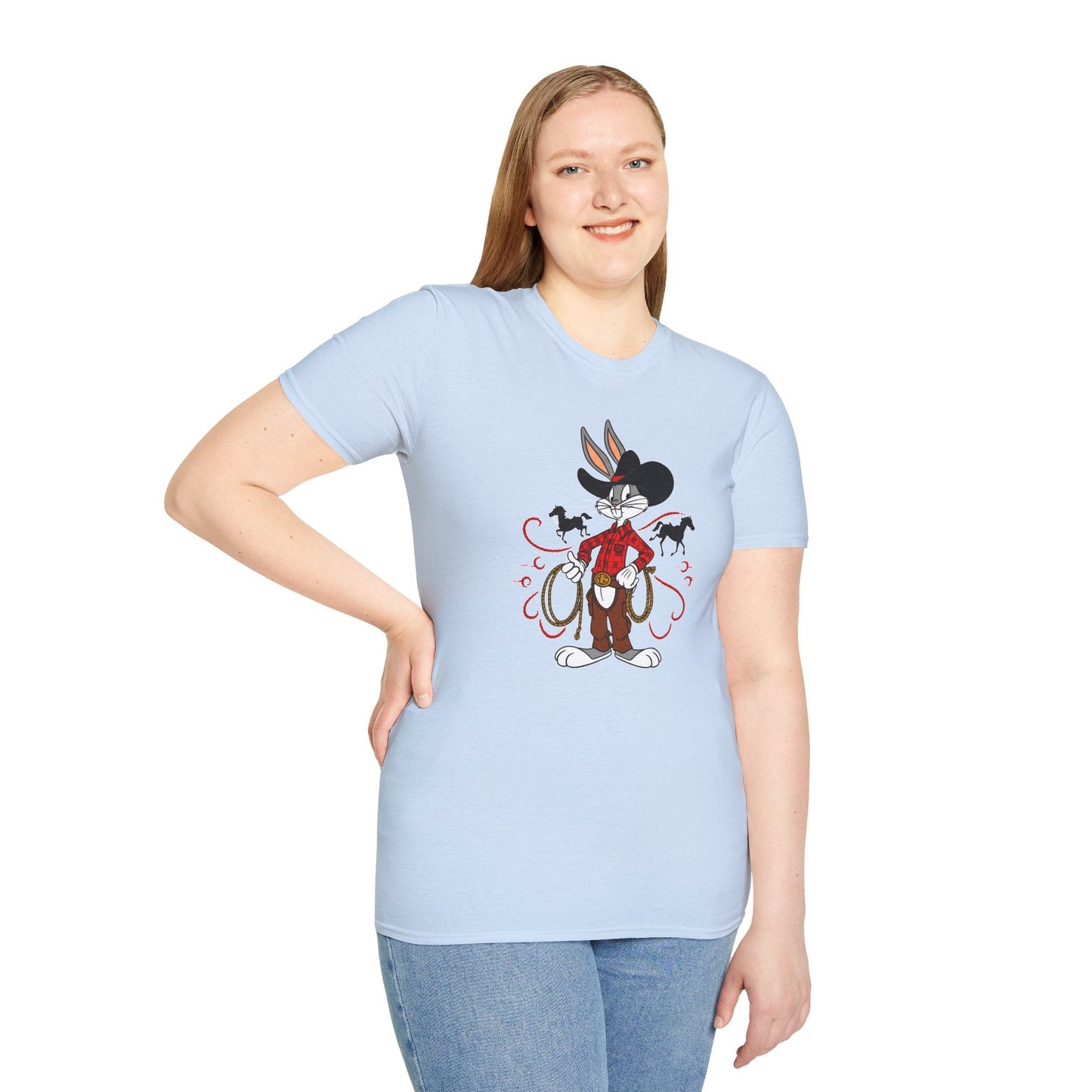 Bugs Bunny Unisex T Shirt Cartoon Design Graphic Tee Gildan Softstyle 64000 Artwork