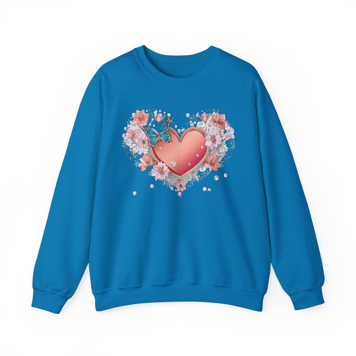 Unisex Floral Heart Sweatshirt With Love Graphic For Valentines Day Gift Cozy Winter Wear