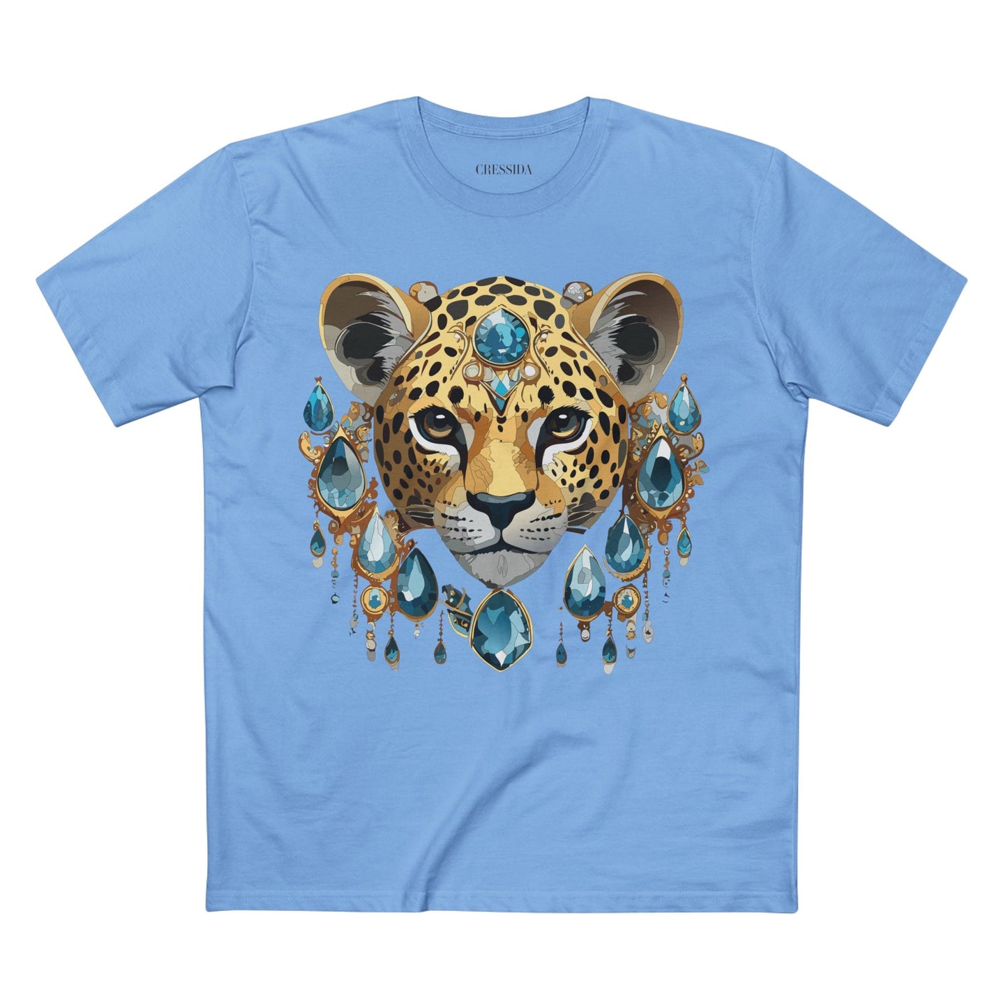 Cheetah Graphic Unisex 100 Cotton Tee With Unique Animal Golden Medallion Art Design 48