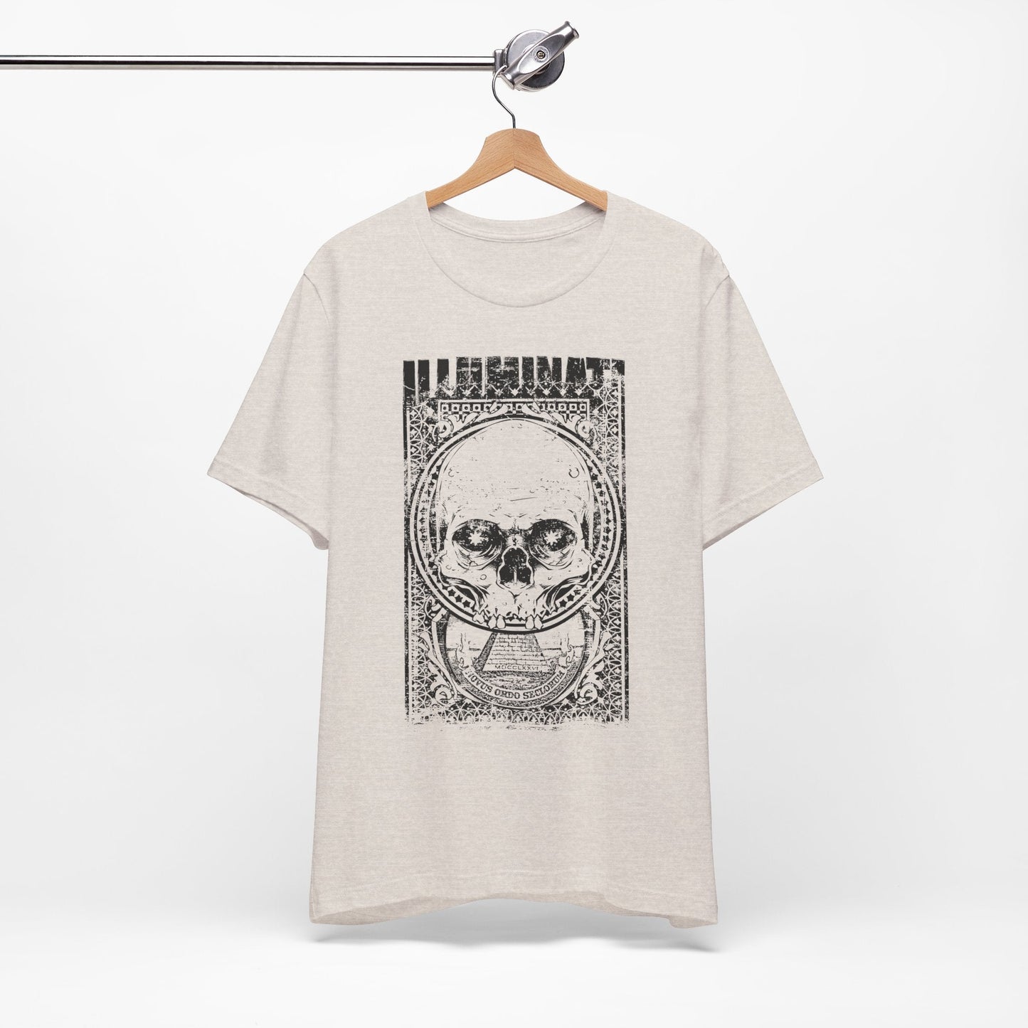 Skull Circle Graphic T-Shirt Vintage Etching Illustration Art Design Tee A-9