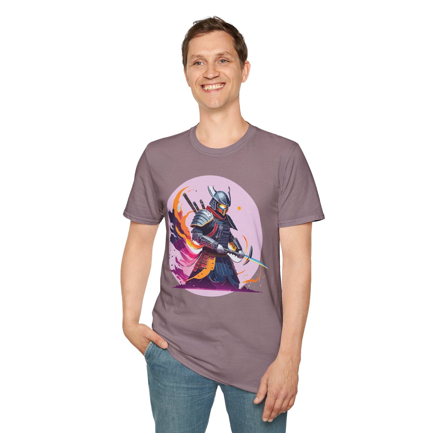 Samurai Shirt Unisex Short Sleeve Tee With Samurai Print Softstyle Gildan 64000 Ring Spun Cotton
