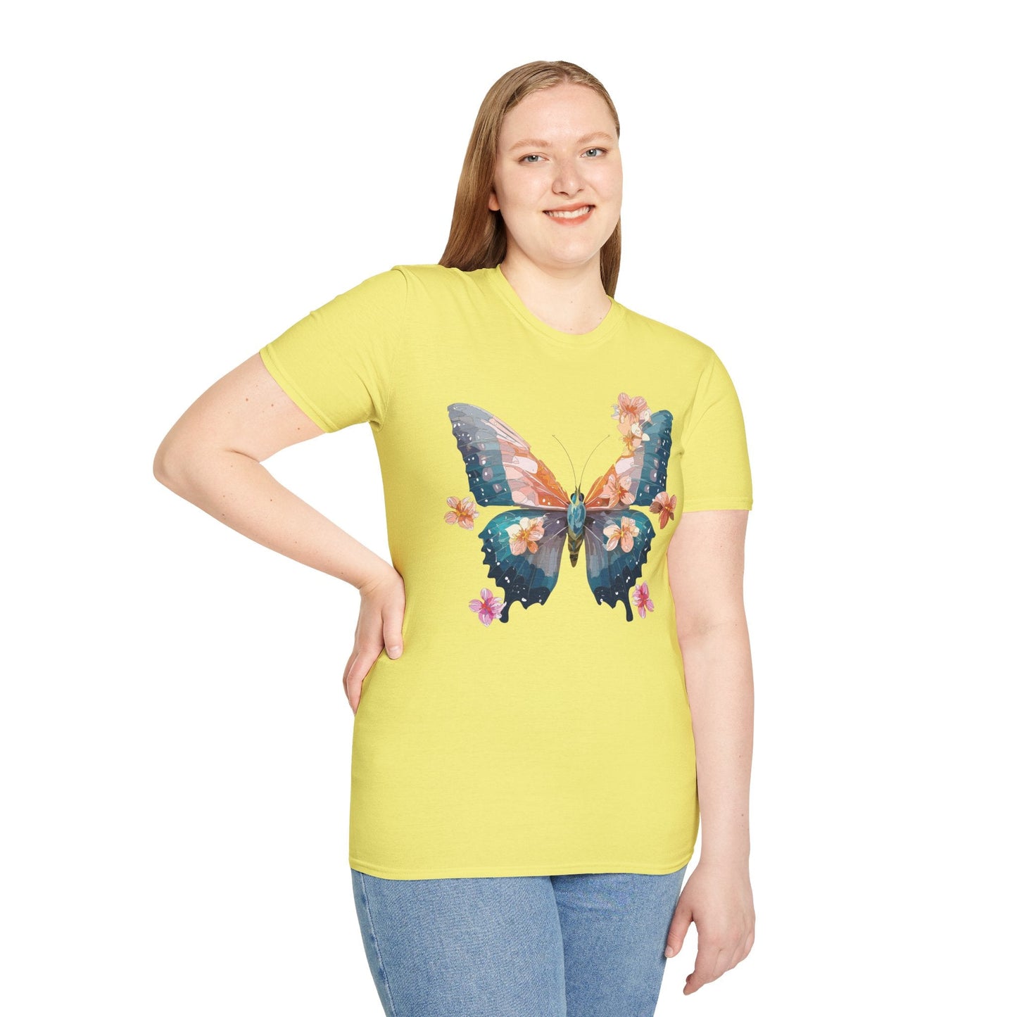 Butterfly Shirt Unisex T Shirt Monarch Print Gildan Softstyle 64000 Ring Spun Cotton Tee