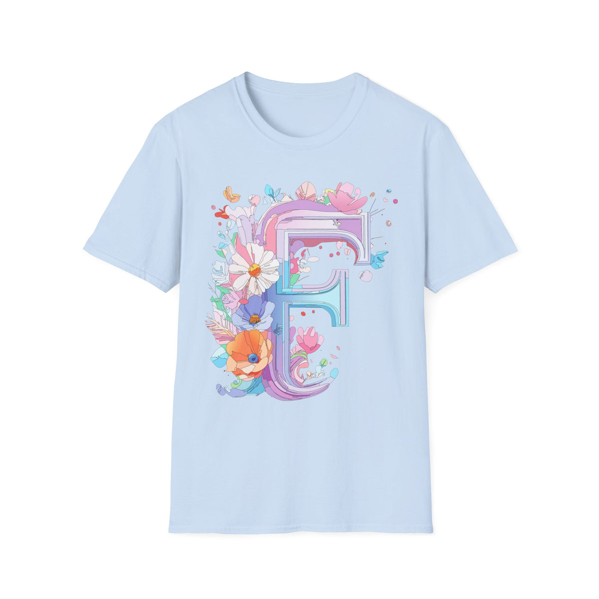 Floral Letter F T-Shirt | Watercolor Monogram Tee