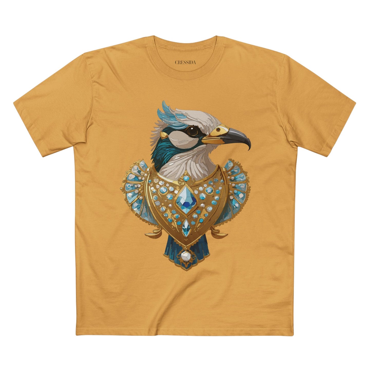 Bird Graphic Unisex 100 Cotton Tee With Unique Animal Golden Medallion Art Design 17