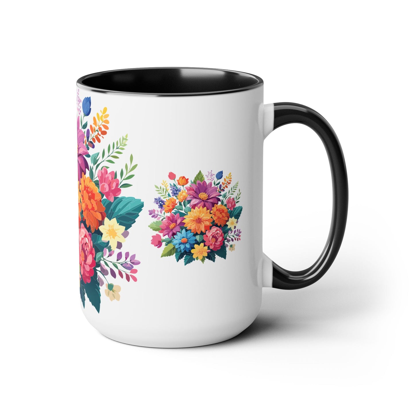 Tazas de café de dos tonos con flores