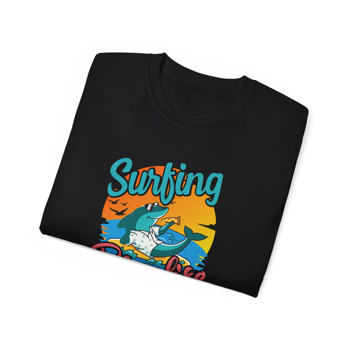 Surfing Paradise T-Shirt | Retro Beach Wave Shark Graphic