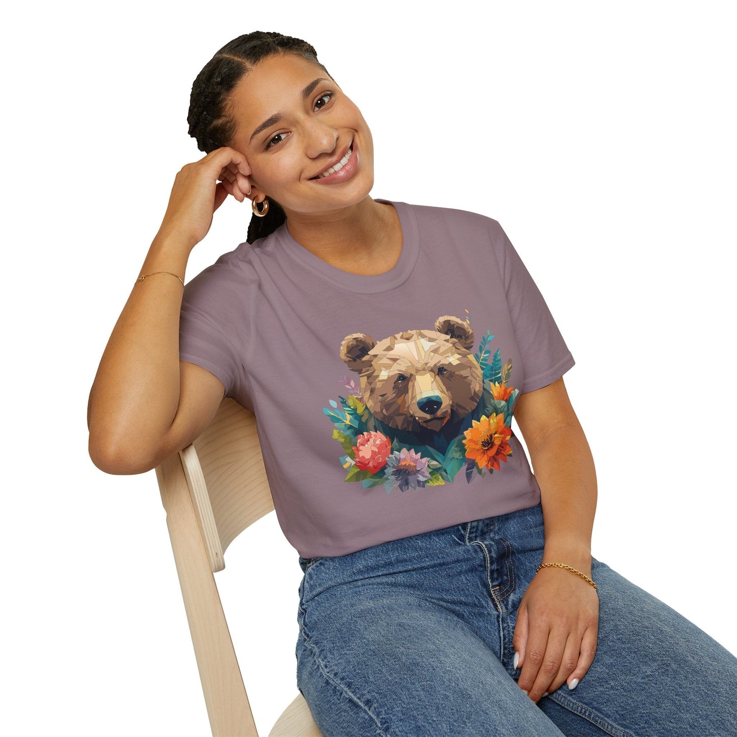 Bear T Shirt Unisex Softstyle Tee 100 Percent Ring Spun Cotton Gildan 64000 Comfortable