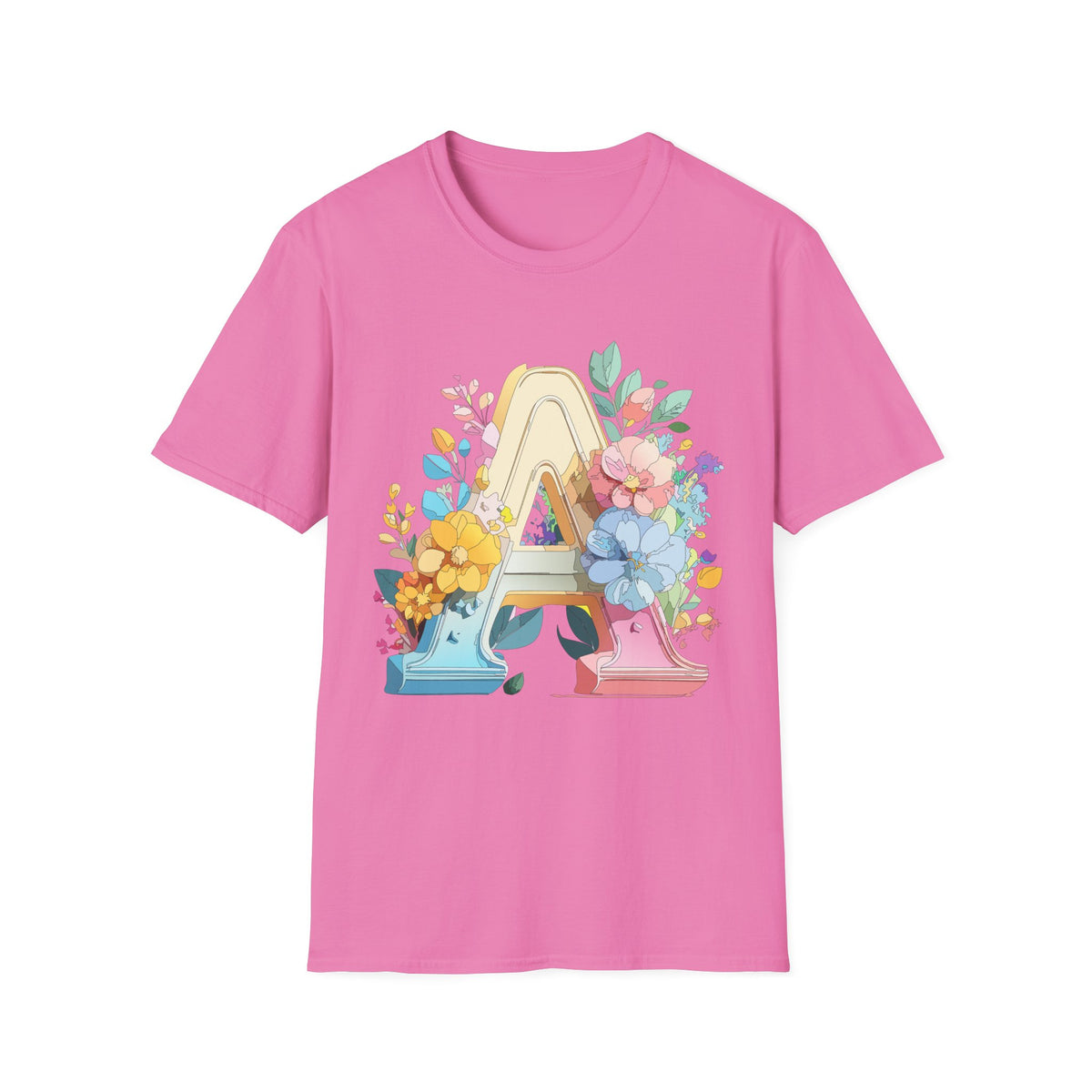 Floral Letter A Monogram T-Shirt | Botanical Initial Tee