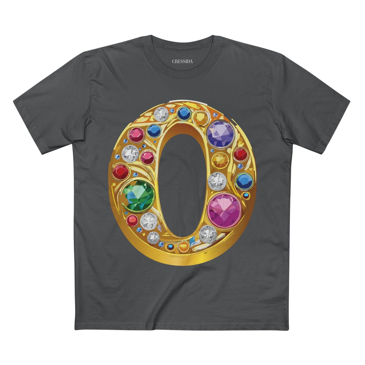 Letter O Graphic Design Tee Unisex 100 Cotton With Antique Gold Letters Artwork T-Shirt