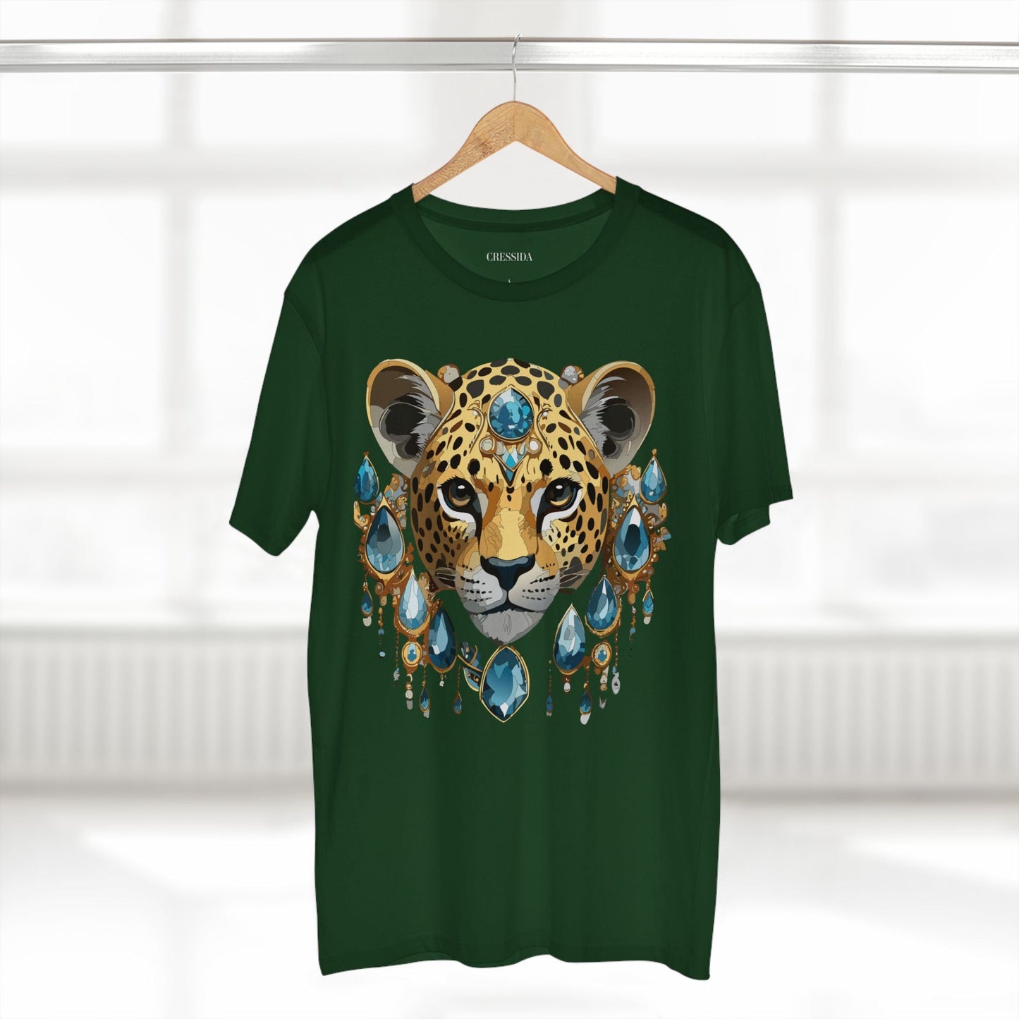 Cheetah Graphic Unisex 100 Cotton Tee With Unique Animal Golden Medallion Art Design 48