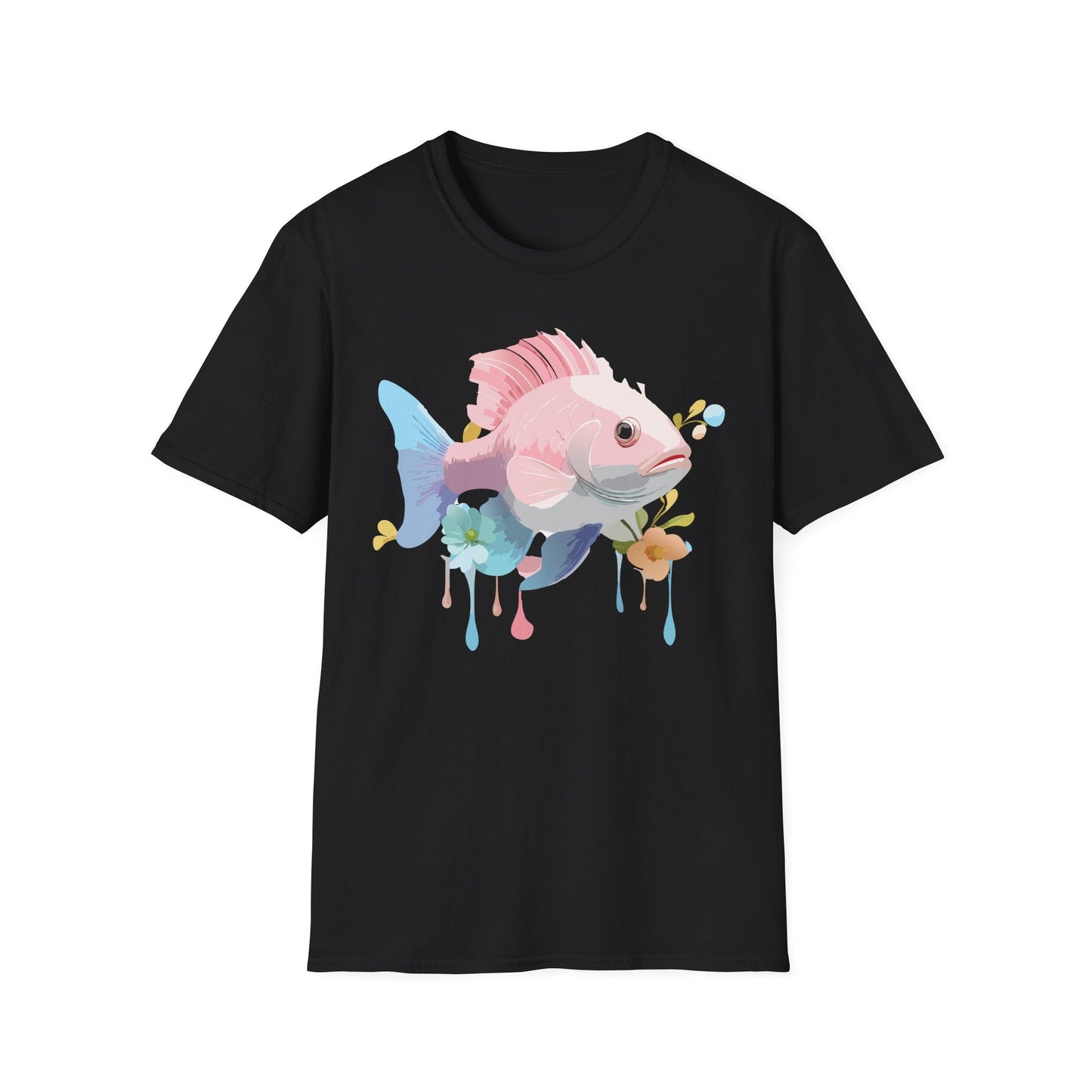 Fish Art Design Shirt Unisex Graphic Tee With Fish Illustration Gildan Softstyle 64000