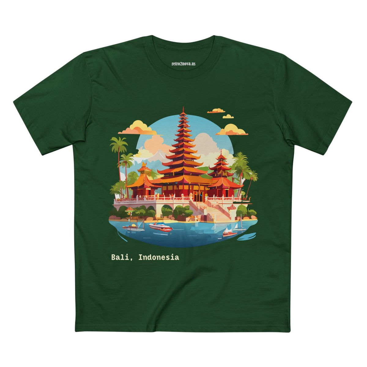 Bali Temple Landscape Tee | Indonesia Pagoda Illustration