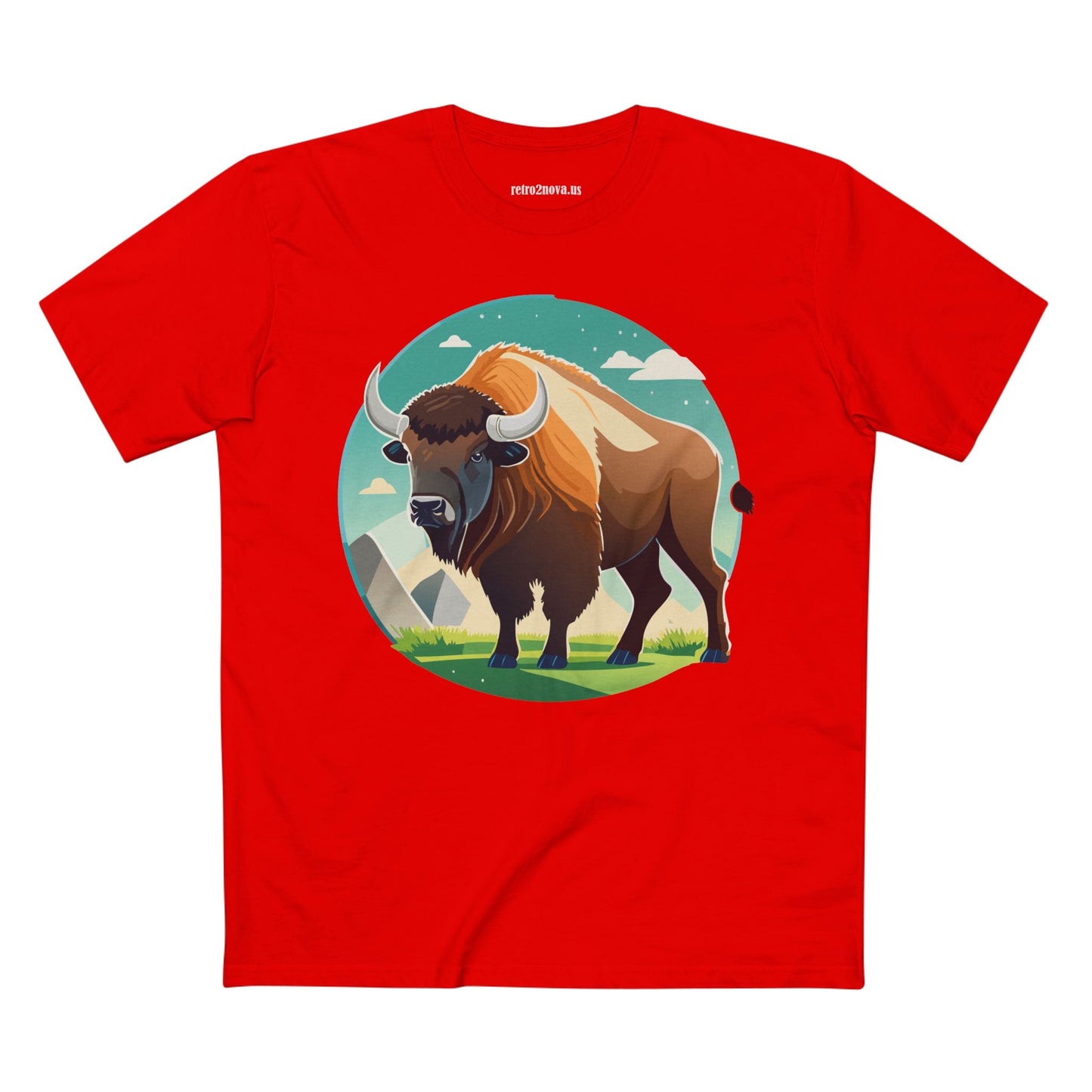 Bison Shirt Unisex Premium Cotton Tee With Original Art Design From Retro2Nova Animals Collection Exclusive Art Series