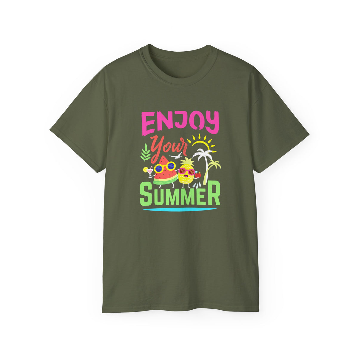 Enjoy Your Summer Tee | Tropical Pineapple Palm Tree Beach Shirt