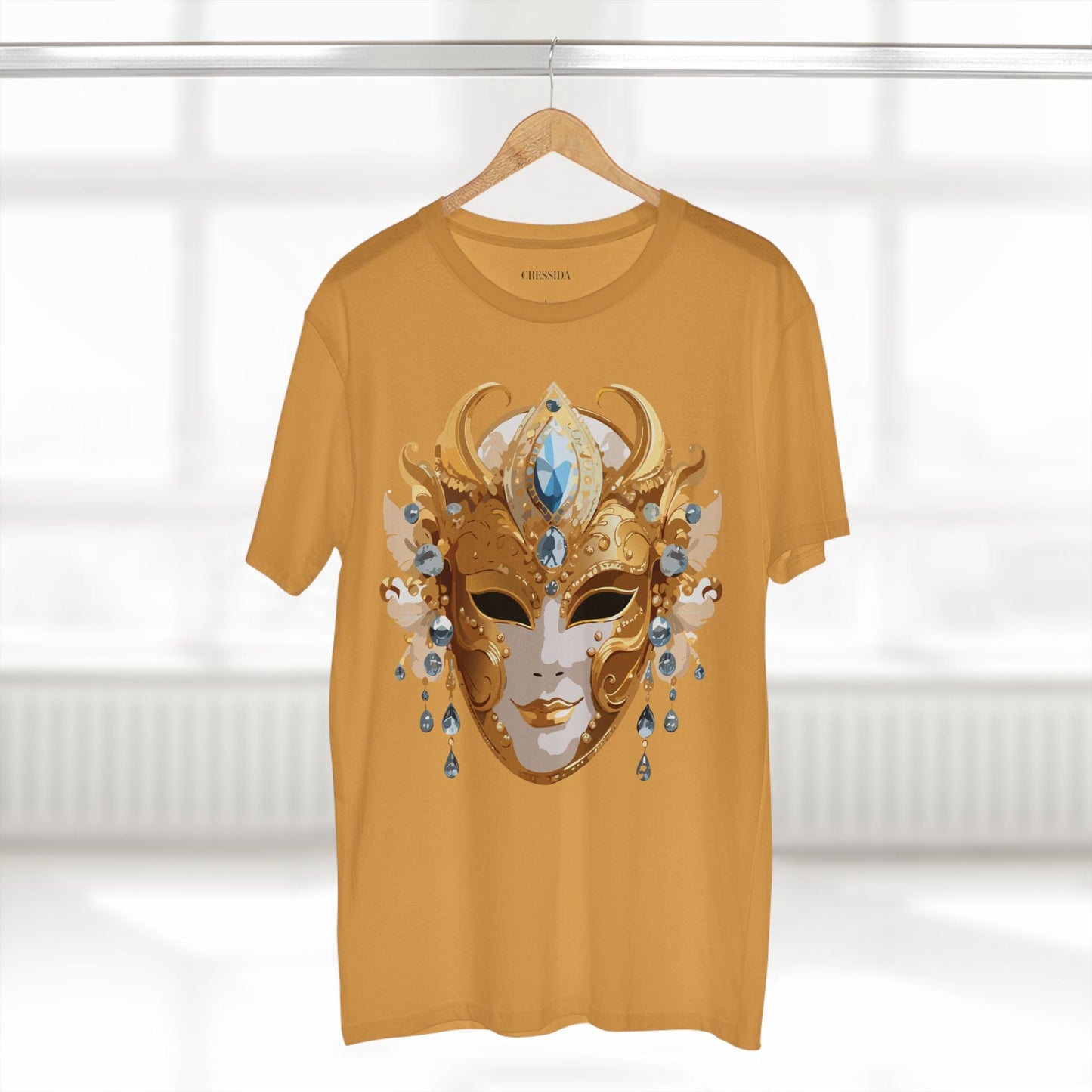 Carnival Mask Graphic T-Shirt Unisex 100 Cotton With Antique Gold Art Design Tee 22