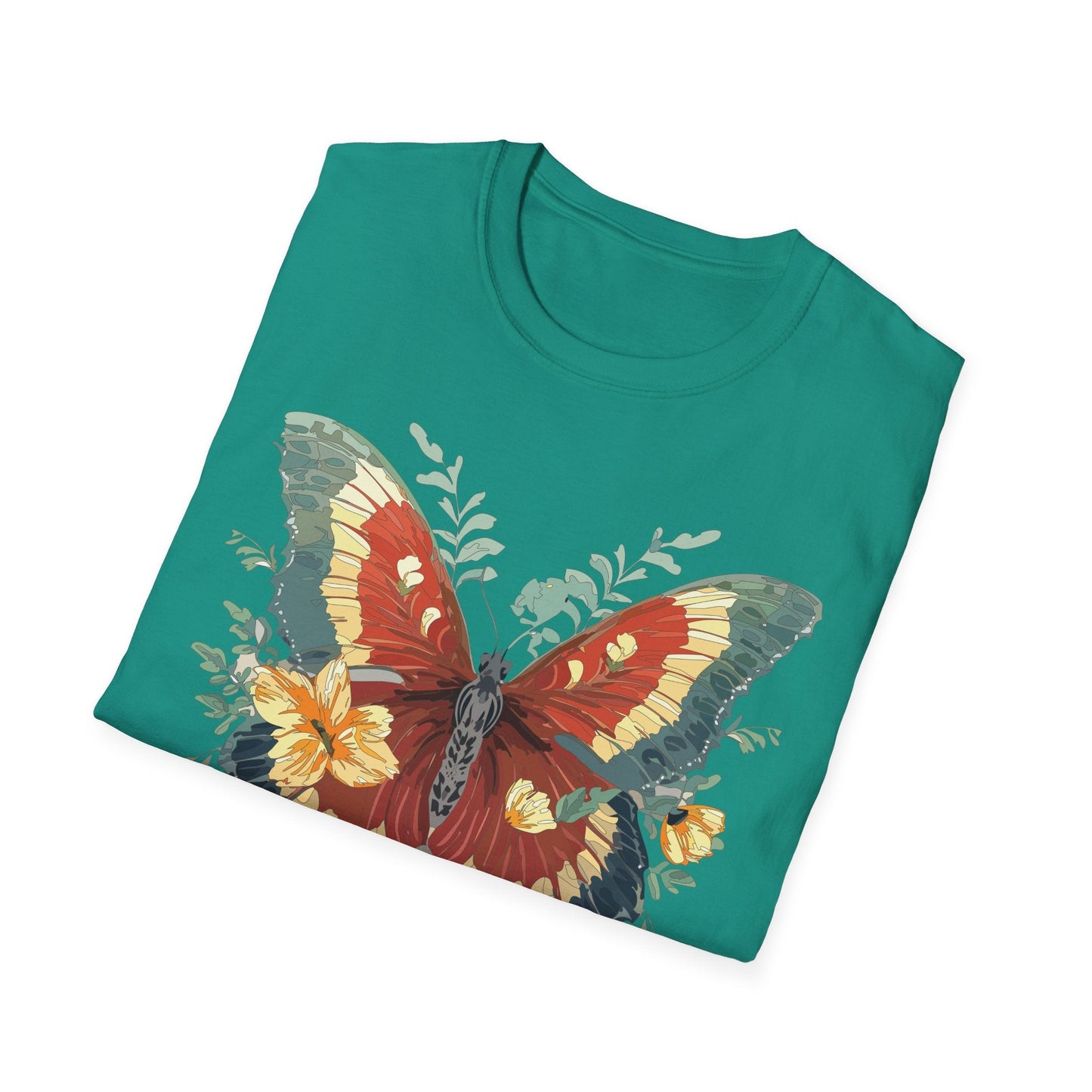 Butterfly T Shirt Unisex Gildan Softstyle 64000 Comfort Monarch Design 100 Percent Cotton