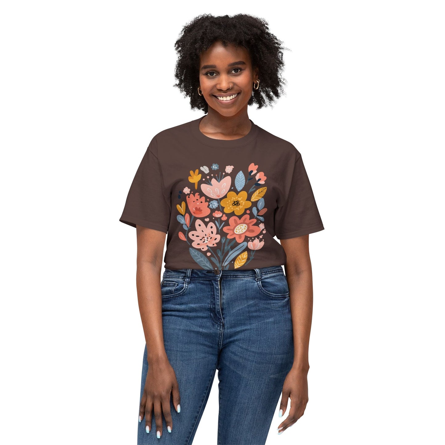 Unisex HD Cotton Floral Art Print T Shirt With Vintage Flowers Design Tee Premium Quality