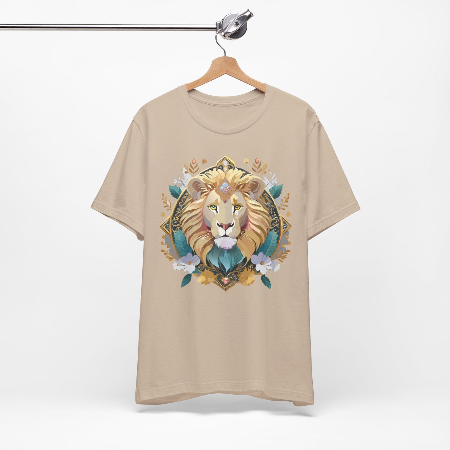 Unisex Lion Graphic Tee, Animal Shirt, Tee Shirt with Lion, Medallion T-Shirt, Animal Medallion Tees 2