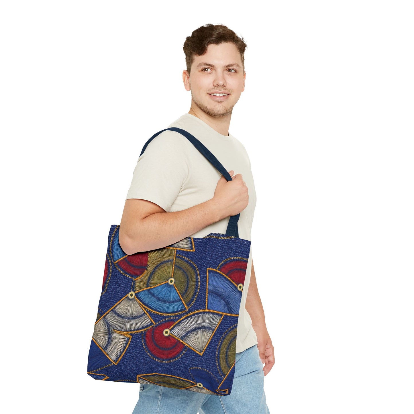 Denim Fabric Imitation Print Unisex Canvas Bag Poly Spun 3 Sizes Tote Bag 142