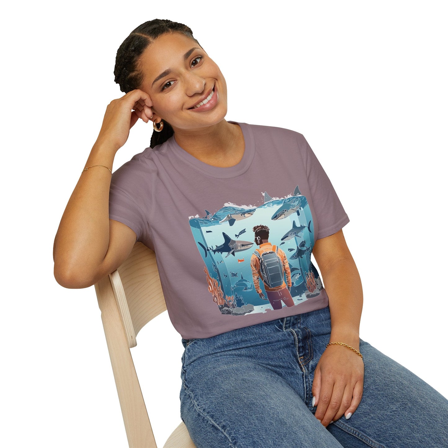 Ocean Themed Unisex Short Sleeve Tee Gildan Softstyle 64000 Ocean Inspired Art Design