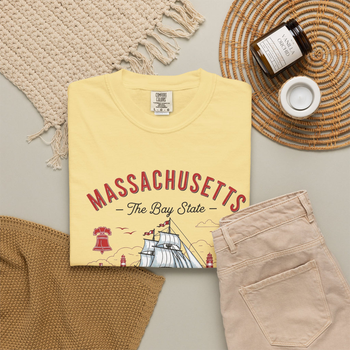 Massachusetts State Vintage Travel Tourist Graphic Tee Unisex 100 Cotton Comfort Colors T-Shirt