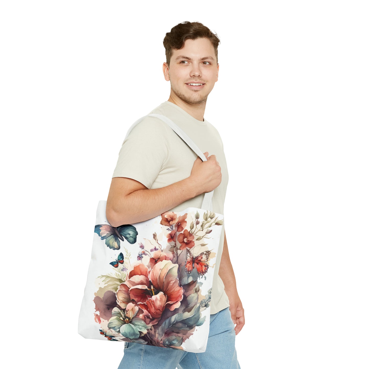 Bolsa de lona con estampado de mariposas 