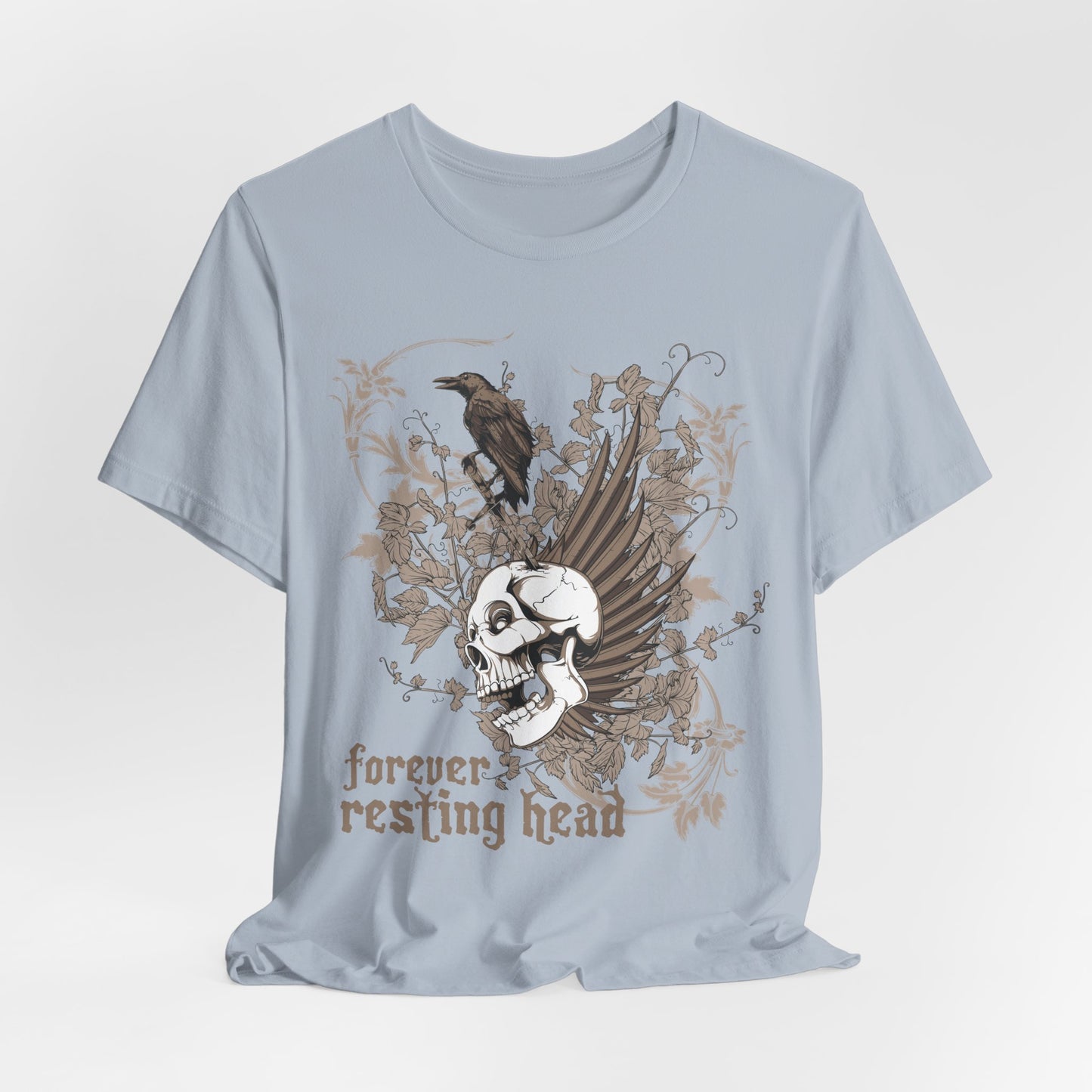 Forever Resting Head Tee, Edgy Graphic Shirt, Music T-Shirt, Gothic Tees, Skull Shirt, Art Design Tee, Skull Graphic Top